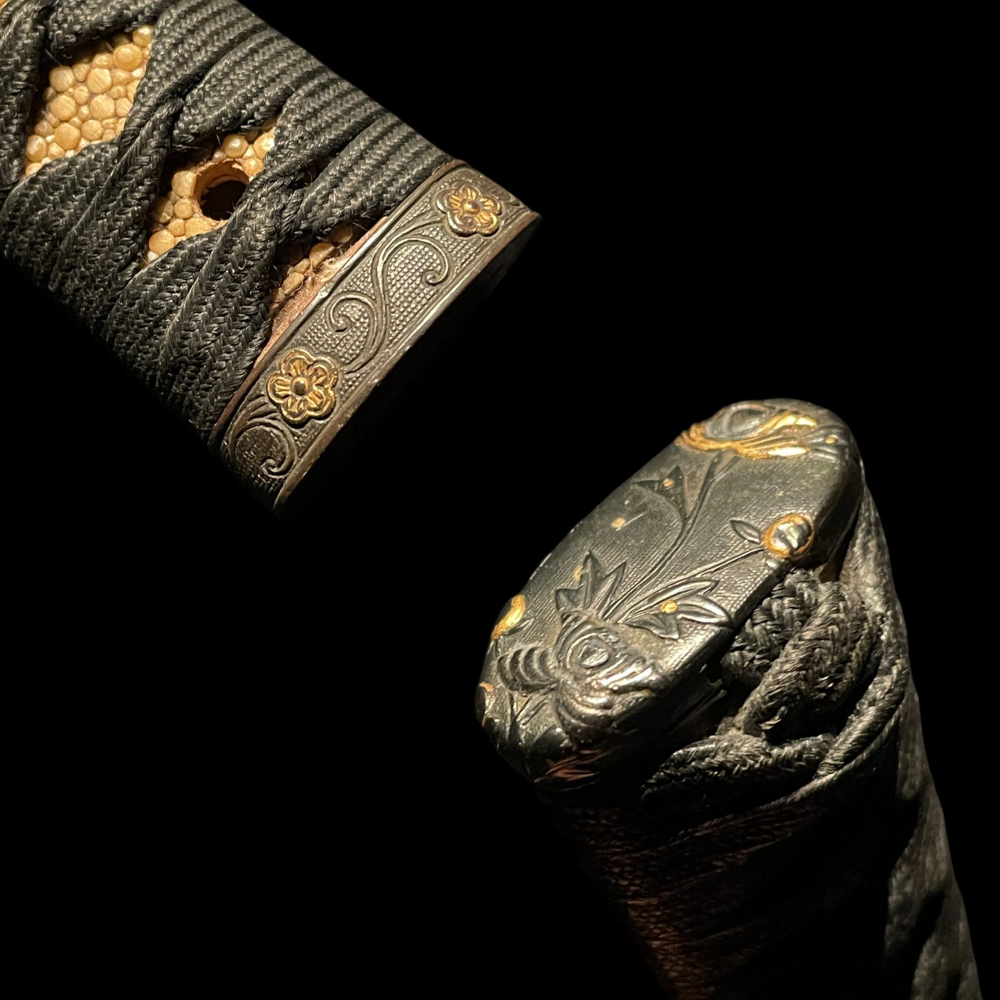 Straight Blade RED KATANA, Flower Fuchikashira, Edo period mumei