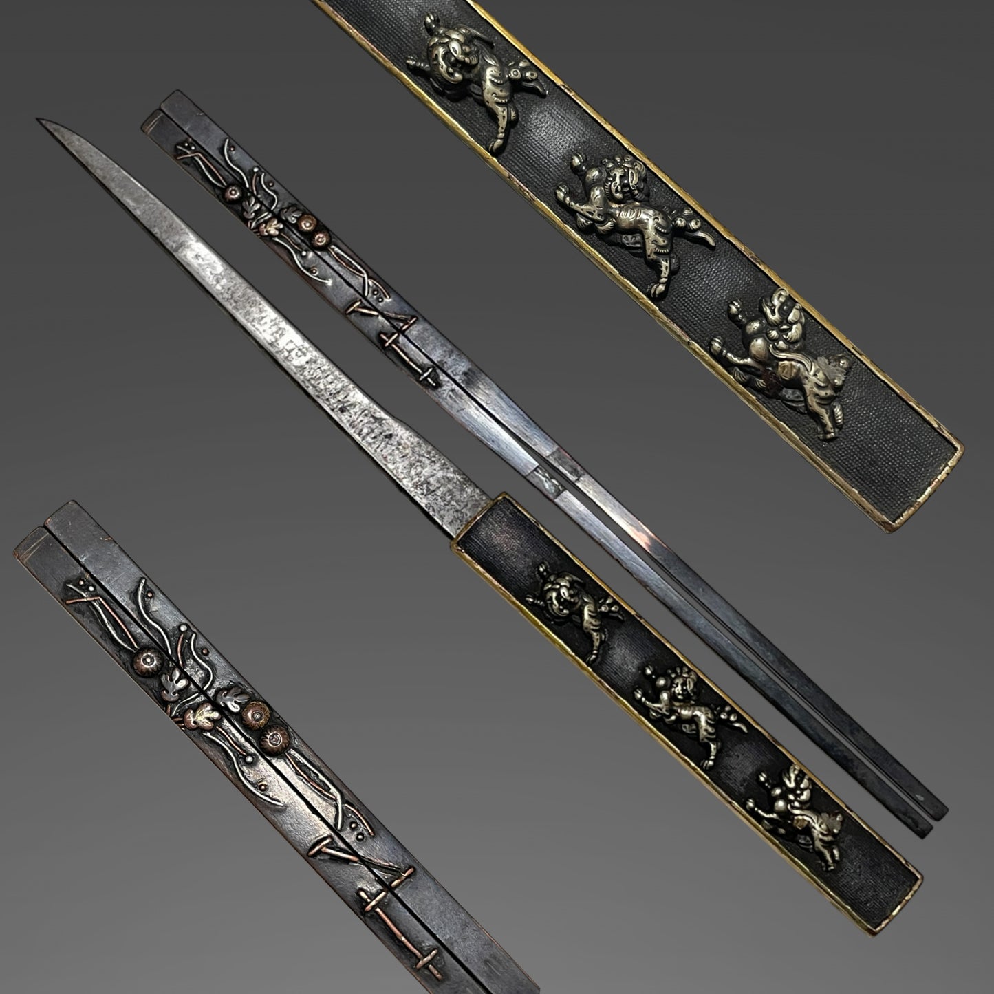 Kiyonori 清則 signed, Kanmuriotoshi 冠落 TANTO, with Kozuka Kogai,  NBTHK Certificate