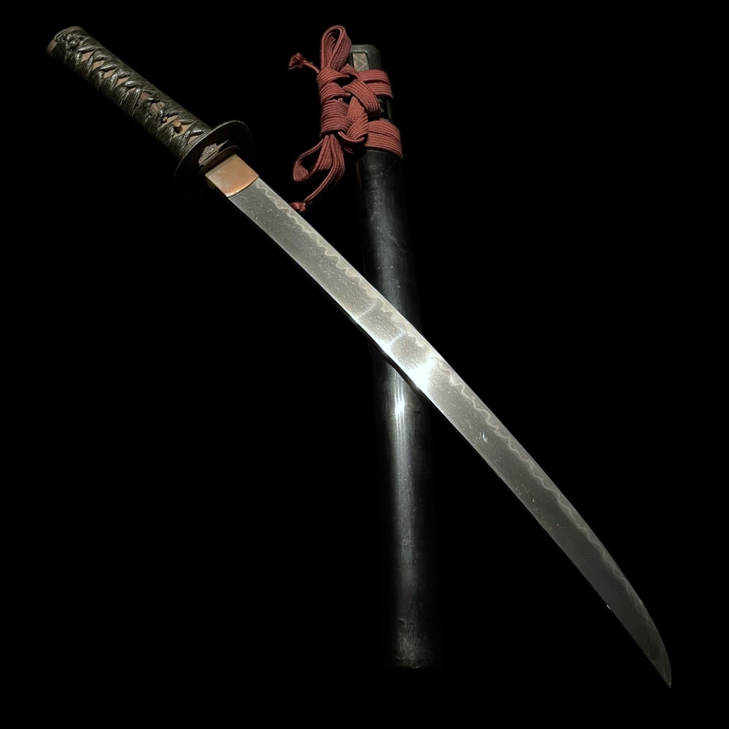 Hirazukuri Wakizashi 平造脇差, Signed Tsuba, with Shirasaya, Edo period mumei