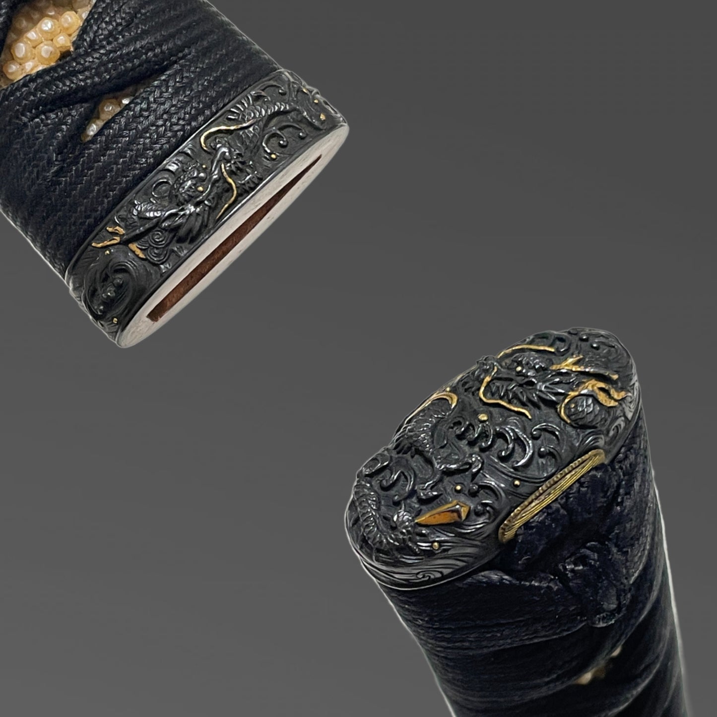 Ookissaki 大切先 Wakizashi, Dragon Fuchikashira, 因州住壽正 signed Kozuka, Edo period mumei