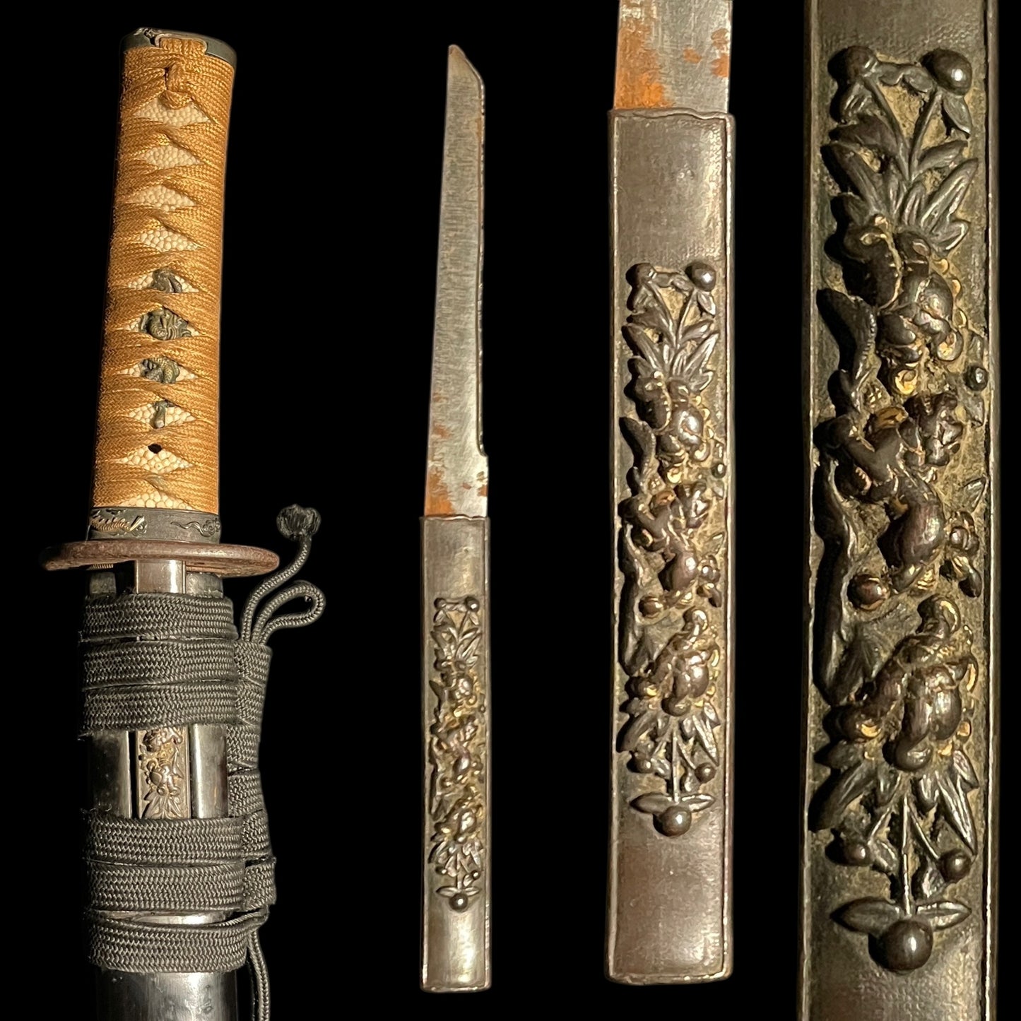 Long Hirazukuri Wakizashi, Kanemoto 兼元 signed, Dragon Fittings with Shirasaya