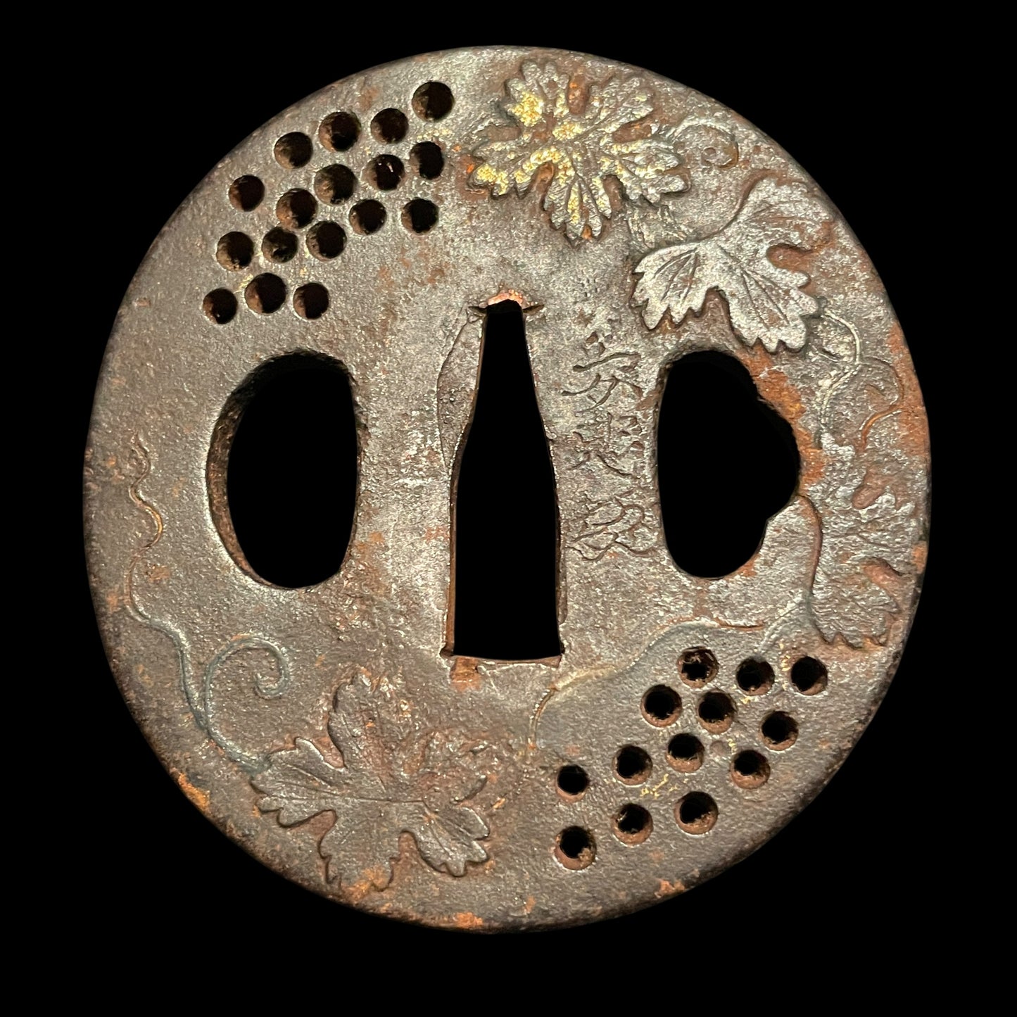 Goat Fuchi and Signed Tsuba WAKIZASHI, Tsuzumi 鼓 Menuki, Edo period mumei