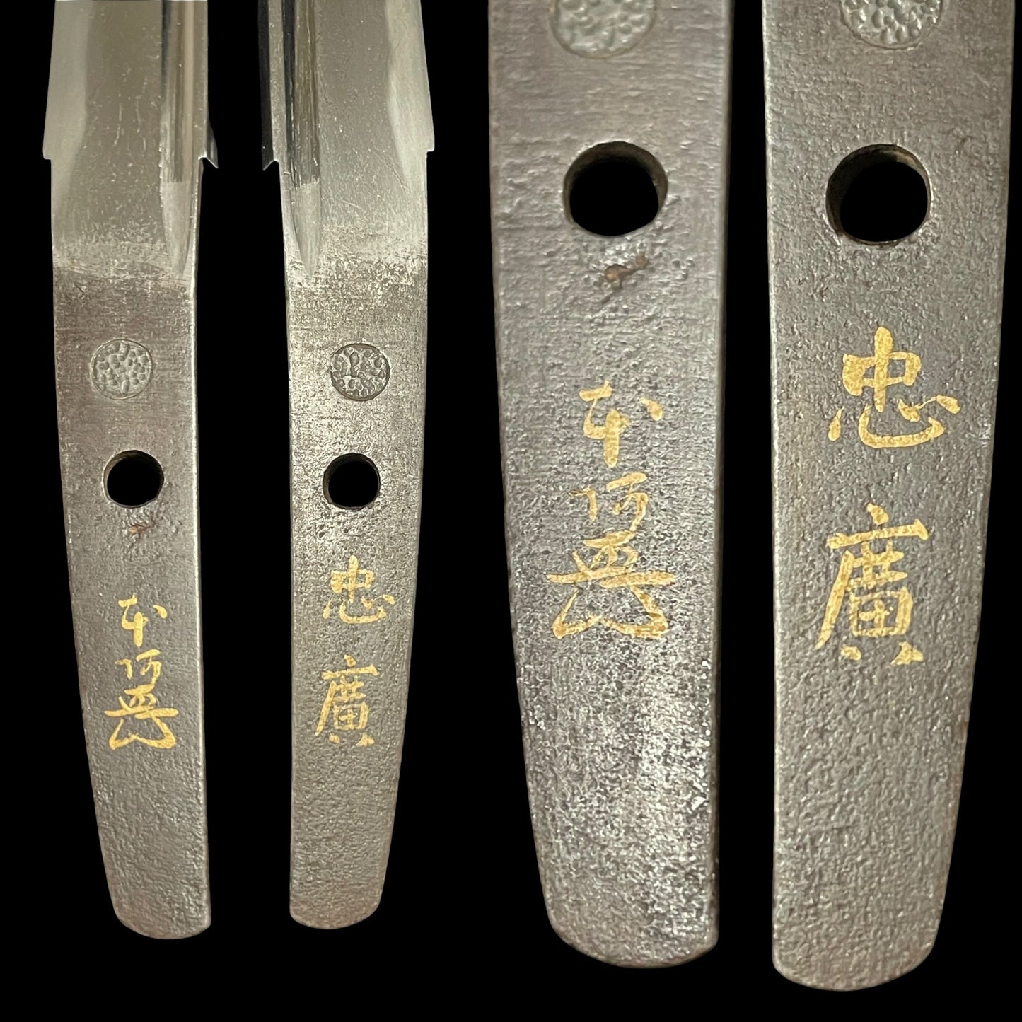 Rare Style Jigane AYASUGIHADA 綾杉肌, Tadahiro Gold inlay signed TANTO