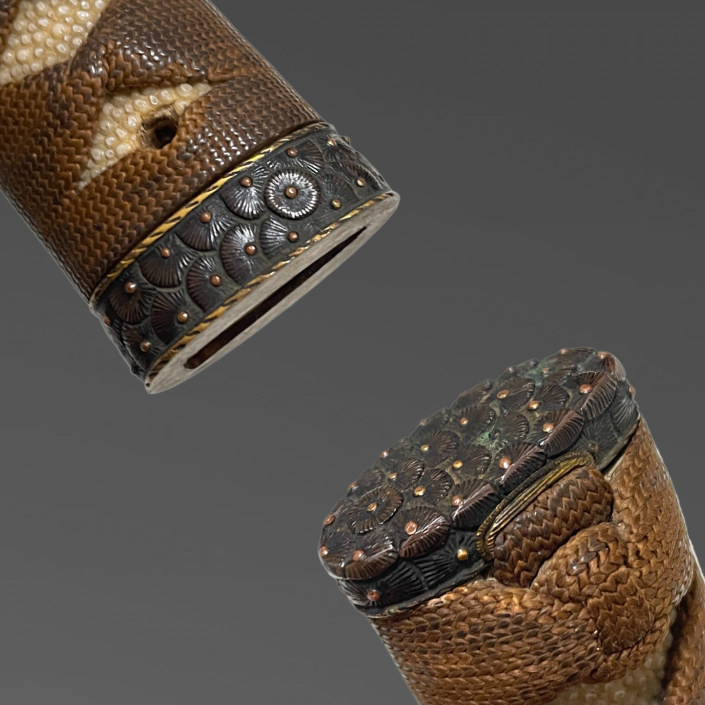 Tanbanokami Fujiwara Terukado 丹波守藤原照門 signed Wakizashi, Pine needles Fuchikashira