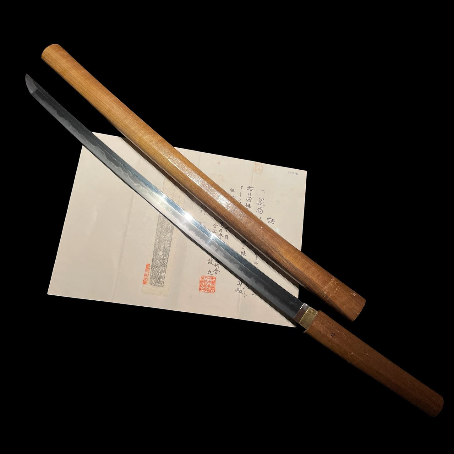 Settsuju Yasunaga 摂津住康永 Long Wakizashi, Edo period, NBTHK Certificate