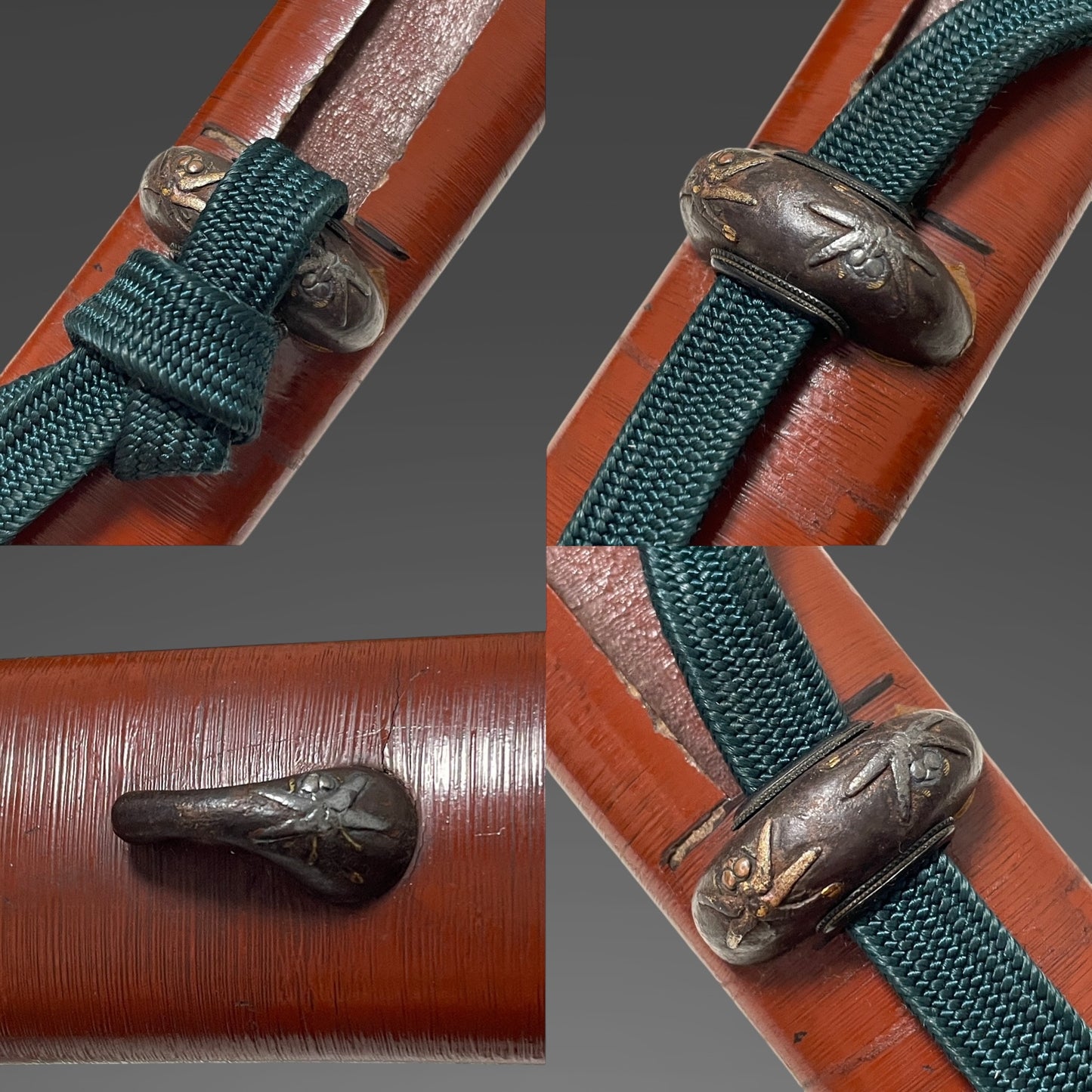Dragonfly Fittings Red TANTO,  Hokinokami Fujiwara Nobutaka 伯耆守藤原信高 signed, Edo period
