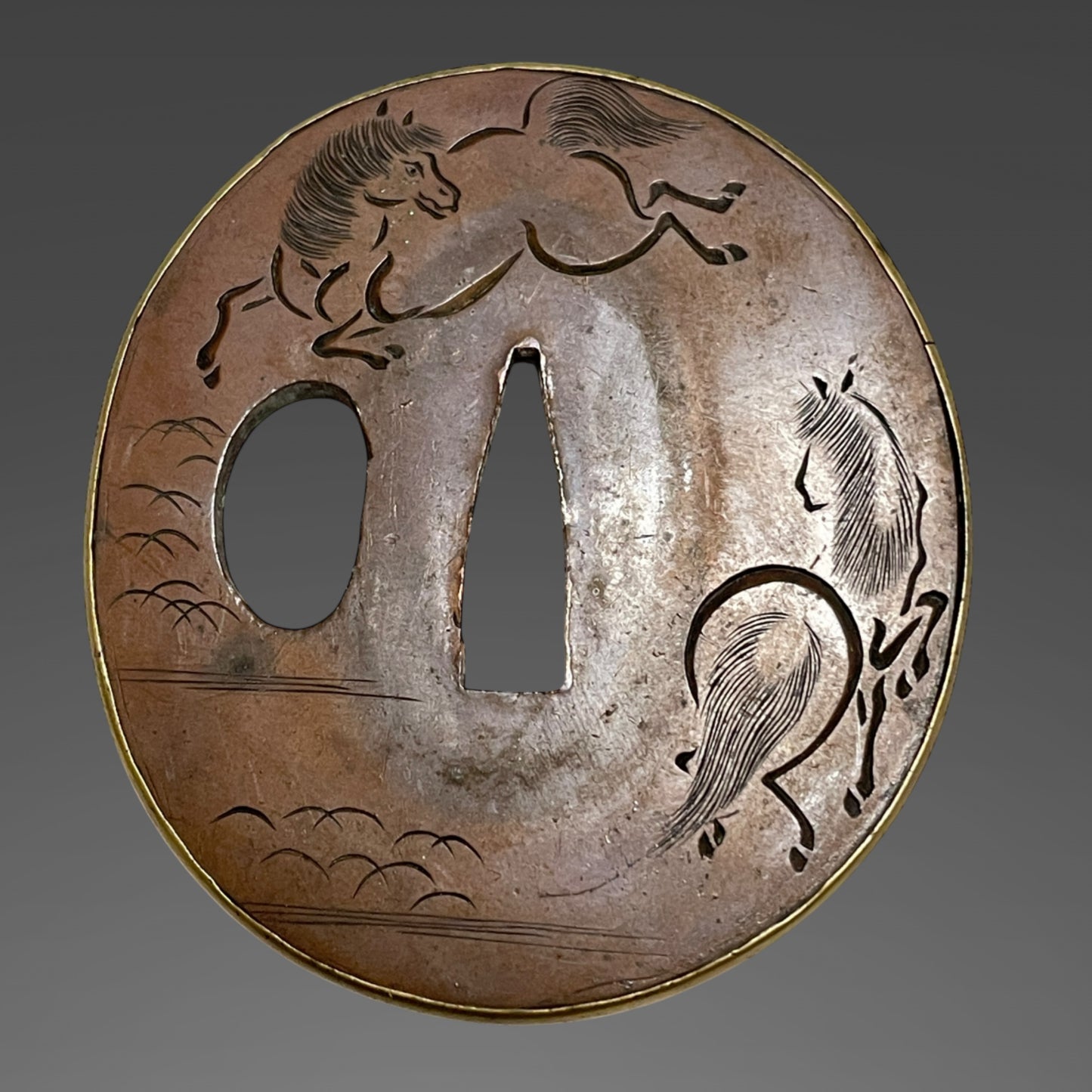 Honoto 奉納刀, Ominokami Hisamichi 1748s signed Wakizashi, Horse Fittings