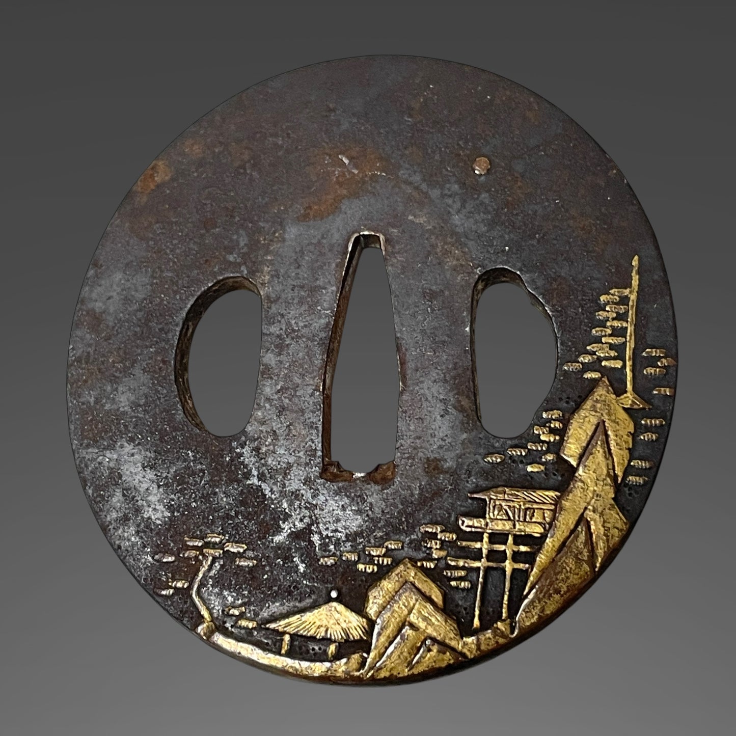 Naginata Naoshi 薙刀直し Wakizashi, Silver Fuchikashira, Muromachi period mumei