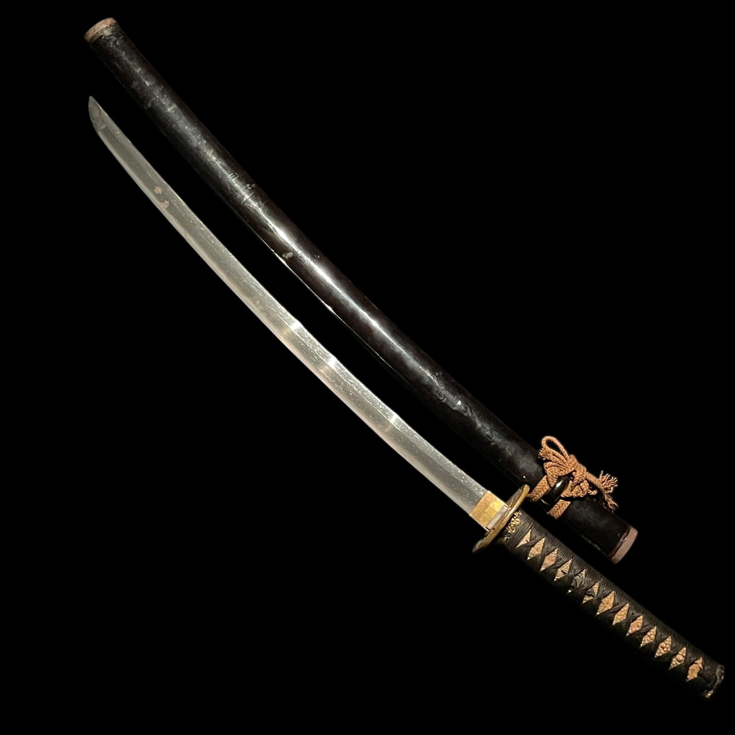 Dragon Fuchikashira, Long Wakizashi, 真鍮散鍔, Muromachi period mumei