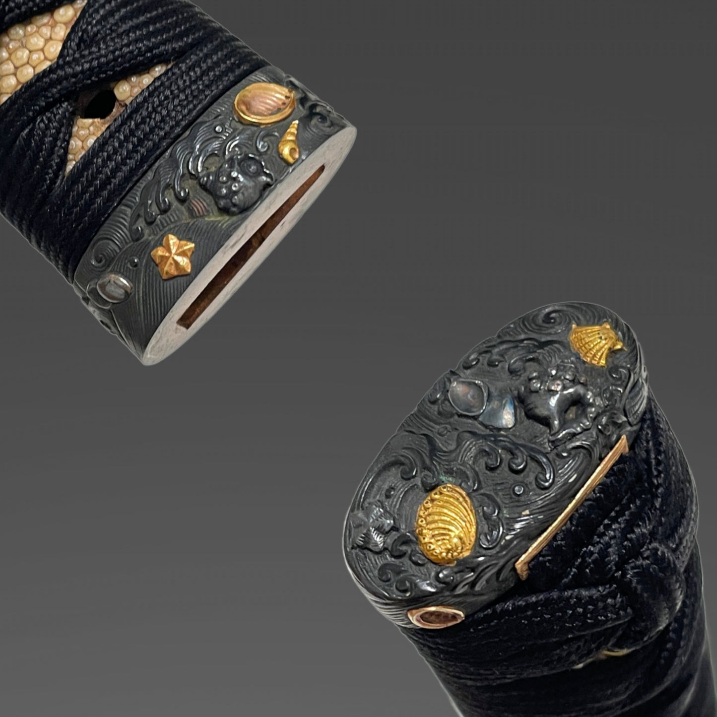 Fish and shellfish Fittings Wakizashi, Jumyo 壽命 signed, Edo period, NBTHK Certificate