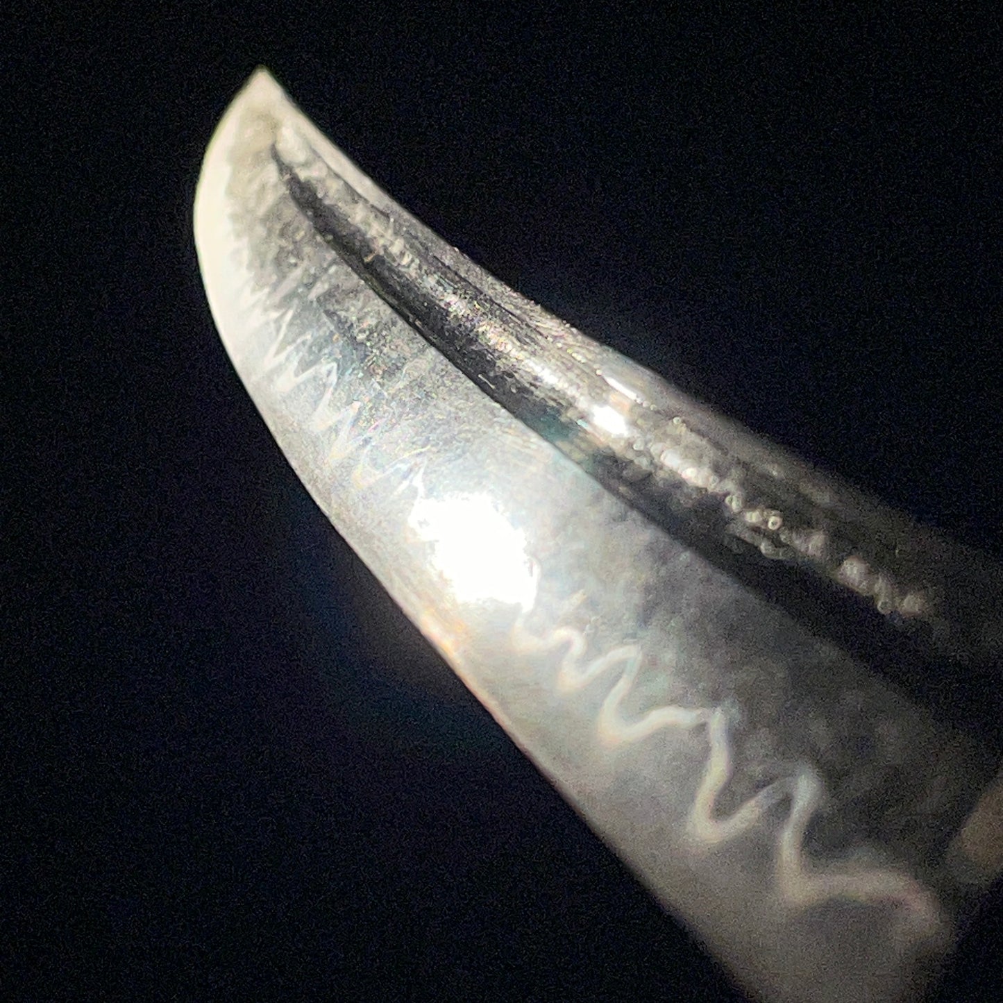 Hirazukuri Wakizashi, Frogs and Willows Fuchi, Bohi 棒樋 blade, Muromachi period mumei