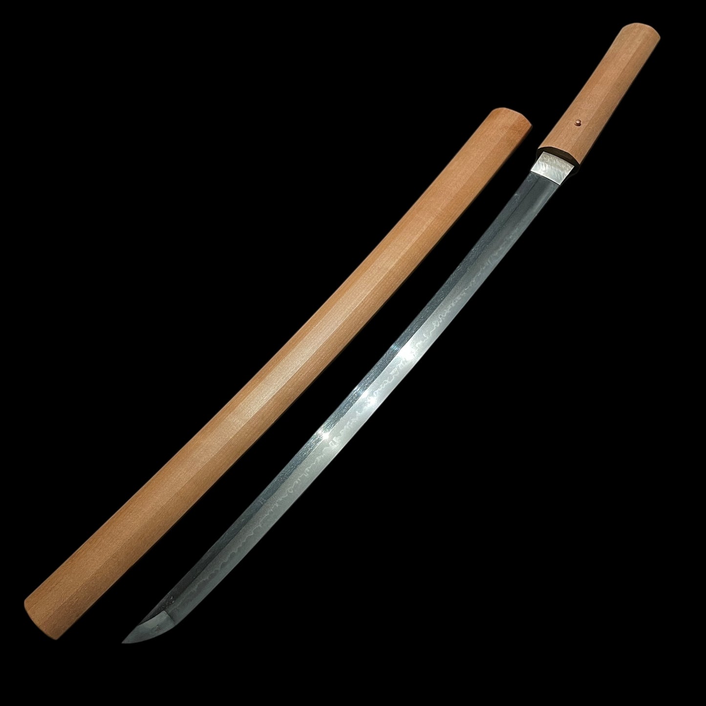 Amazing Hamon, Fujiwara Yoshimichi 藤原吉道 signed Long WAKIZASHI, Edo period