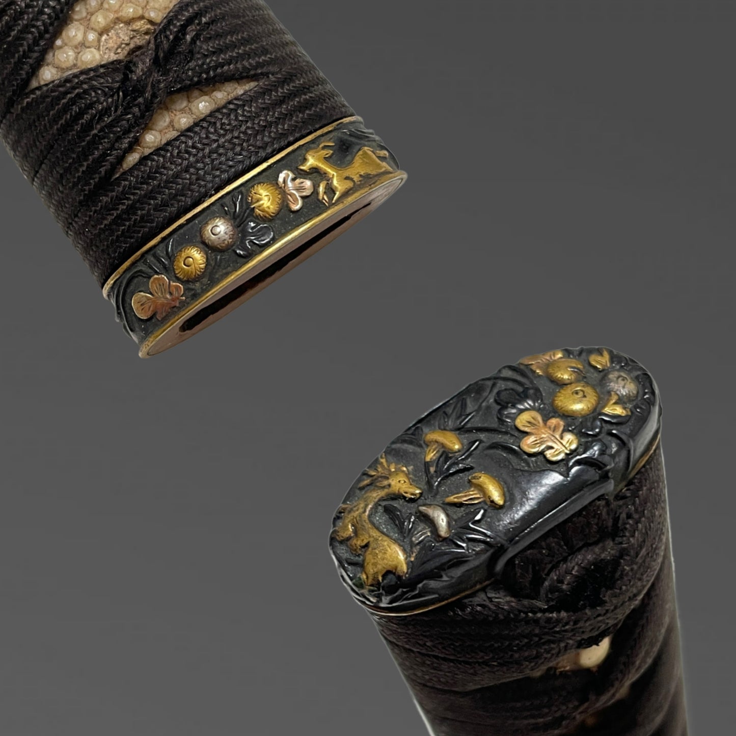 Naginata Naoshi 薙刀直し Wakizashi, Hizenkokuju Tadayoshi 肥前國住忠吉 signed, Mino Fittings
