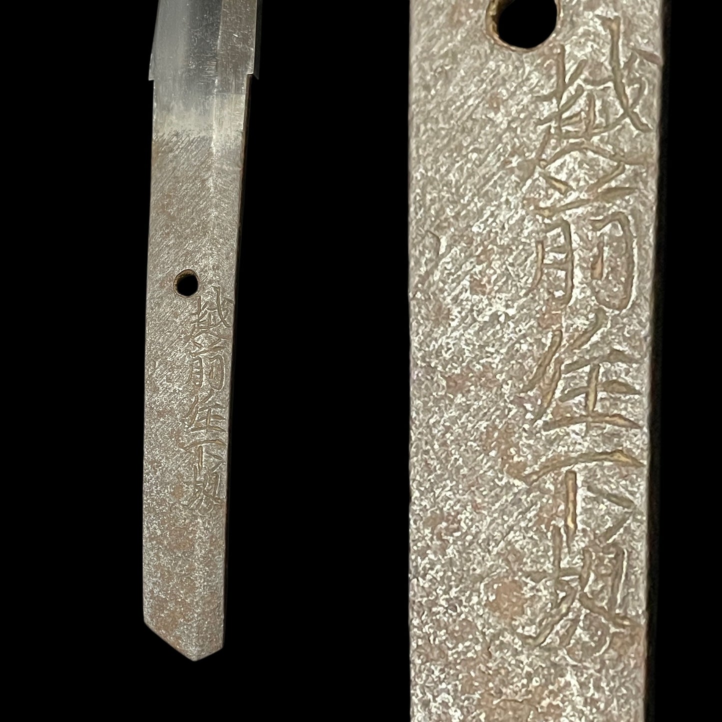 Midareba 乱刃 Long WAKIZASHI, Echizenju Shimosaka 越前住下坂 signed, Edo period