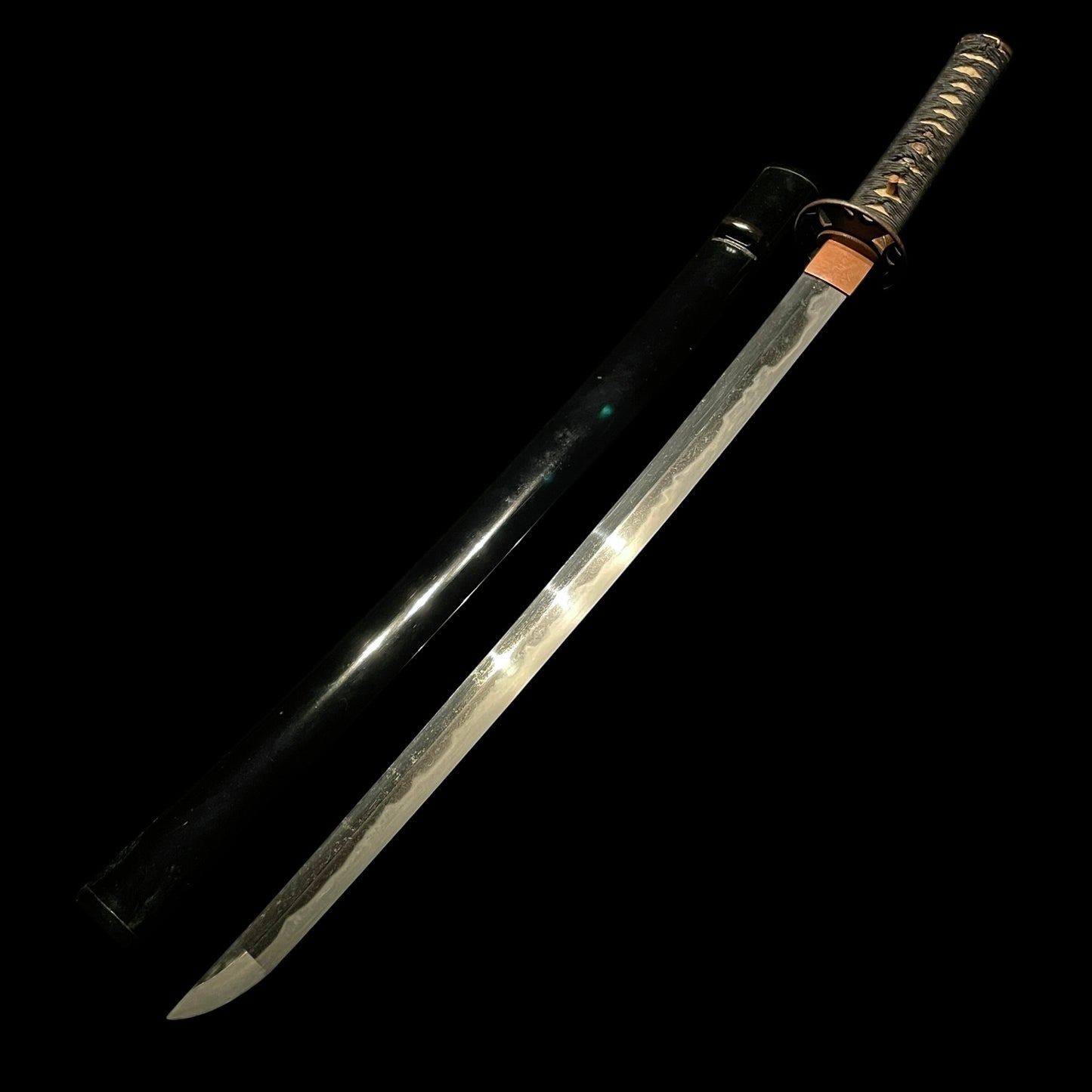Straight Wakizashi, Ginkgo Tsuba 銀杏鍔, Edo period mumei