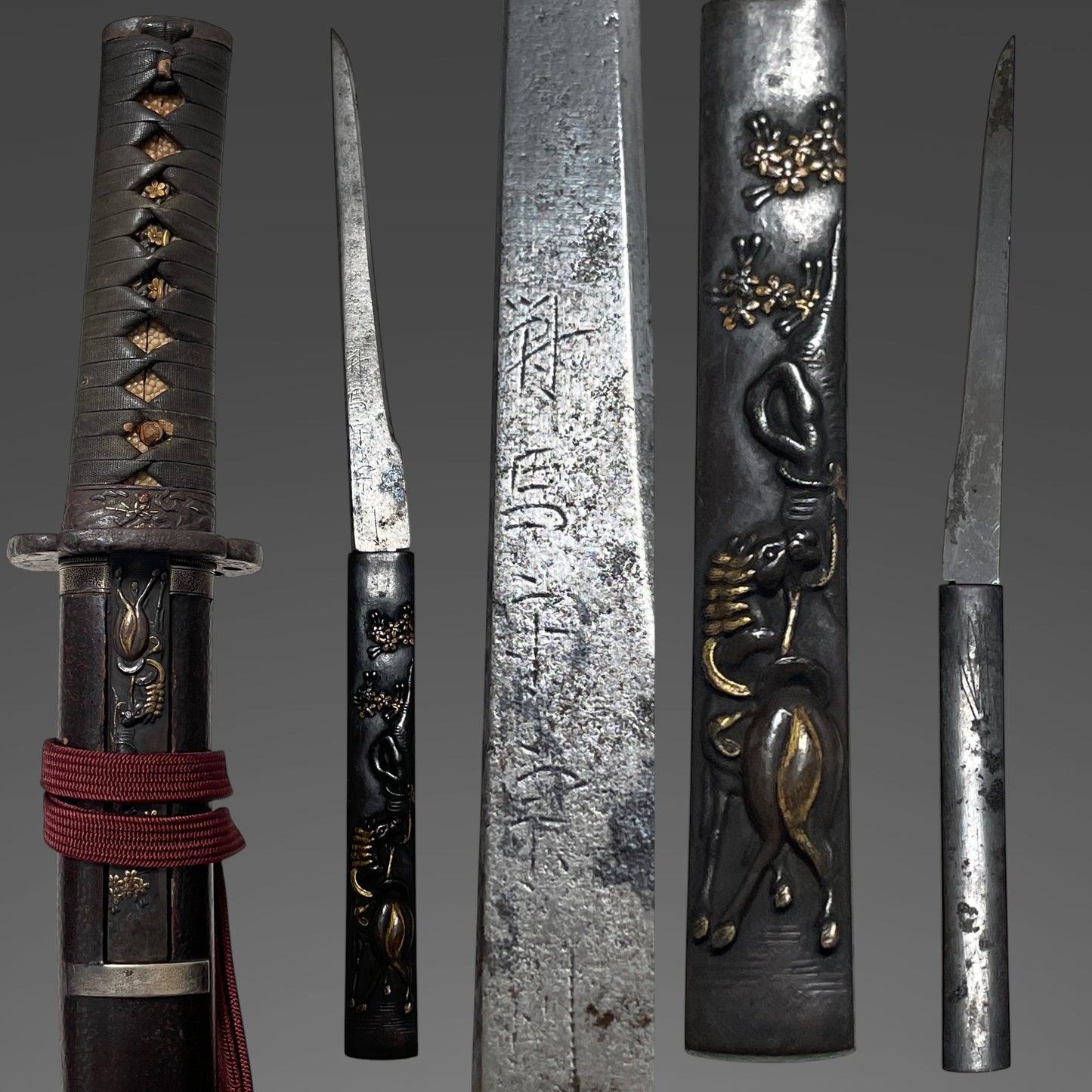 Yamatodaijo Fujiwara Masanori 大和大掾藤原正則 signed Wakizashi, Horse Kozuka, Edo period
