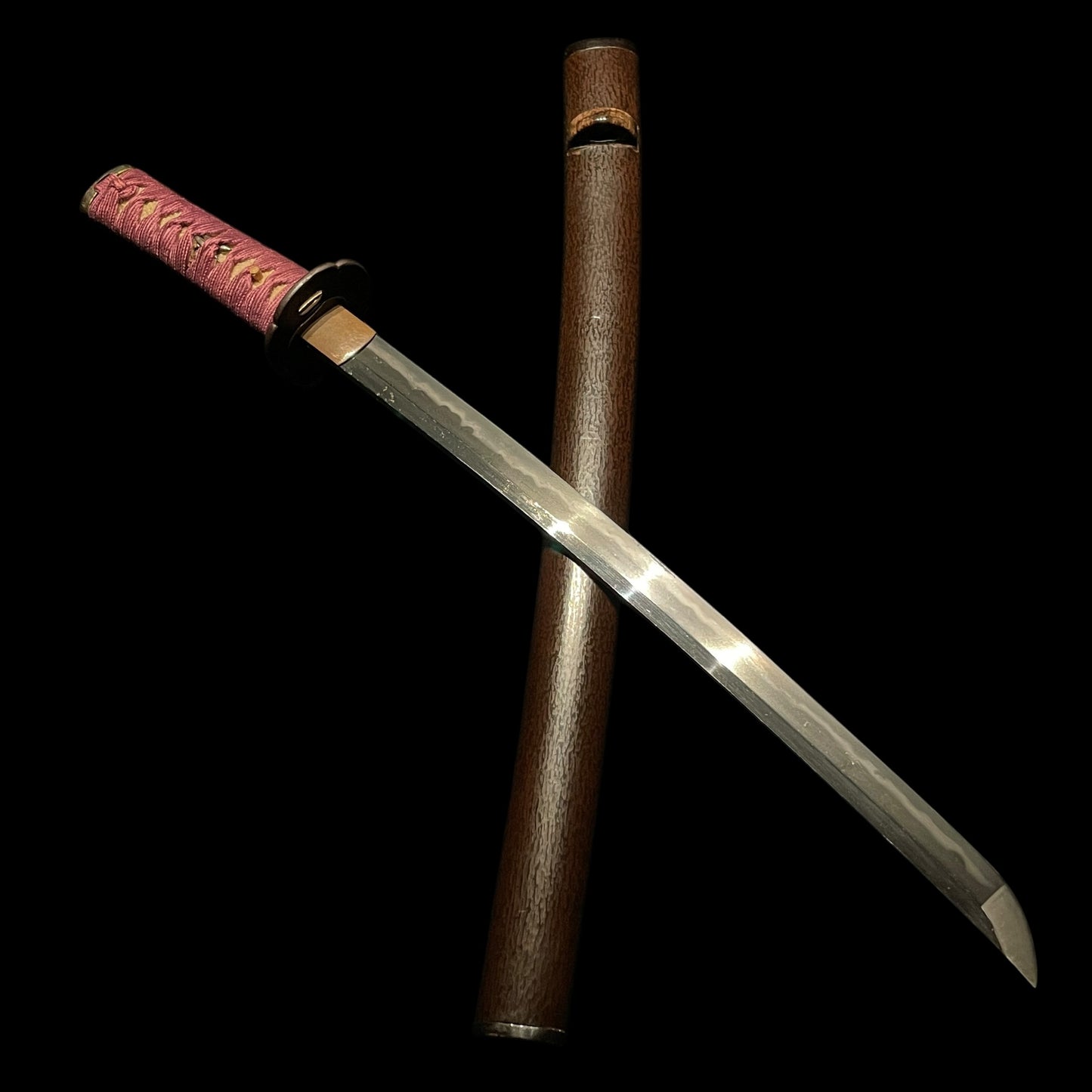 Short Wakizashi, Purple Tsukamaki, Peas Menuki, Edo period mumei