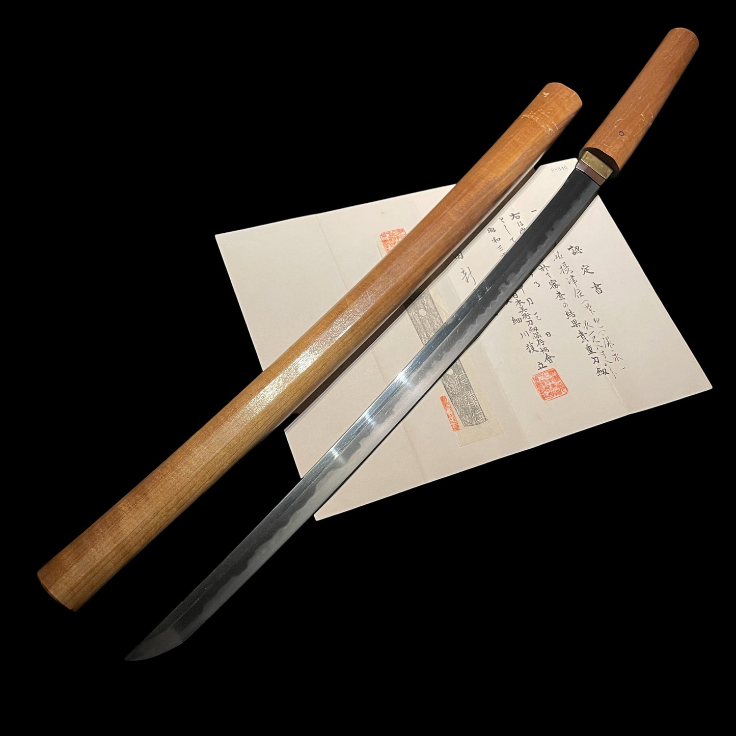 Settsuju Yasunaga 摂津住康永 Long Wakizashi, Edo period, NBTHK Certificate