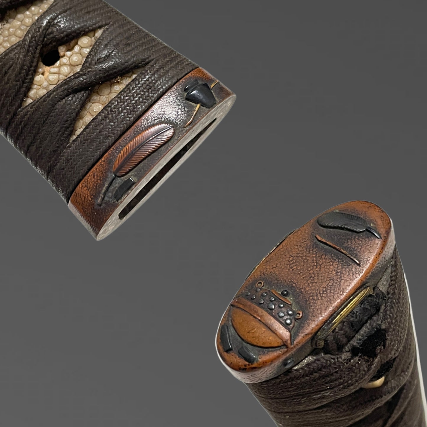 Amazing Hamon Sukezane 助真 signed Wakizashi, Copper Fuchikashira, Edo period