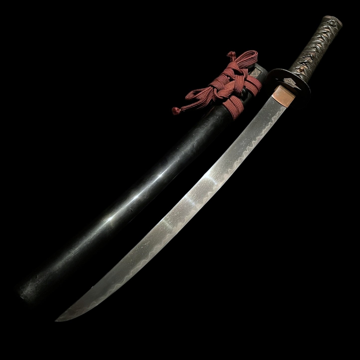 Hirazukuri Wakizashi 平造脇差, Signed Tsuba, with Shirasaya, Edo period mumei