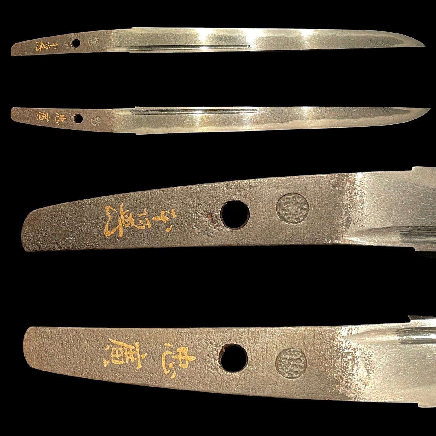 Rare Style Jigane AYASUGIHADA 綾杉肌, Tadahiro Gold inlay signed TANTO