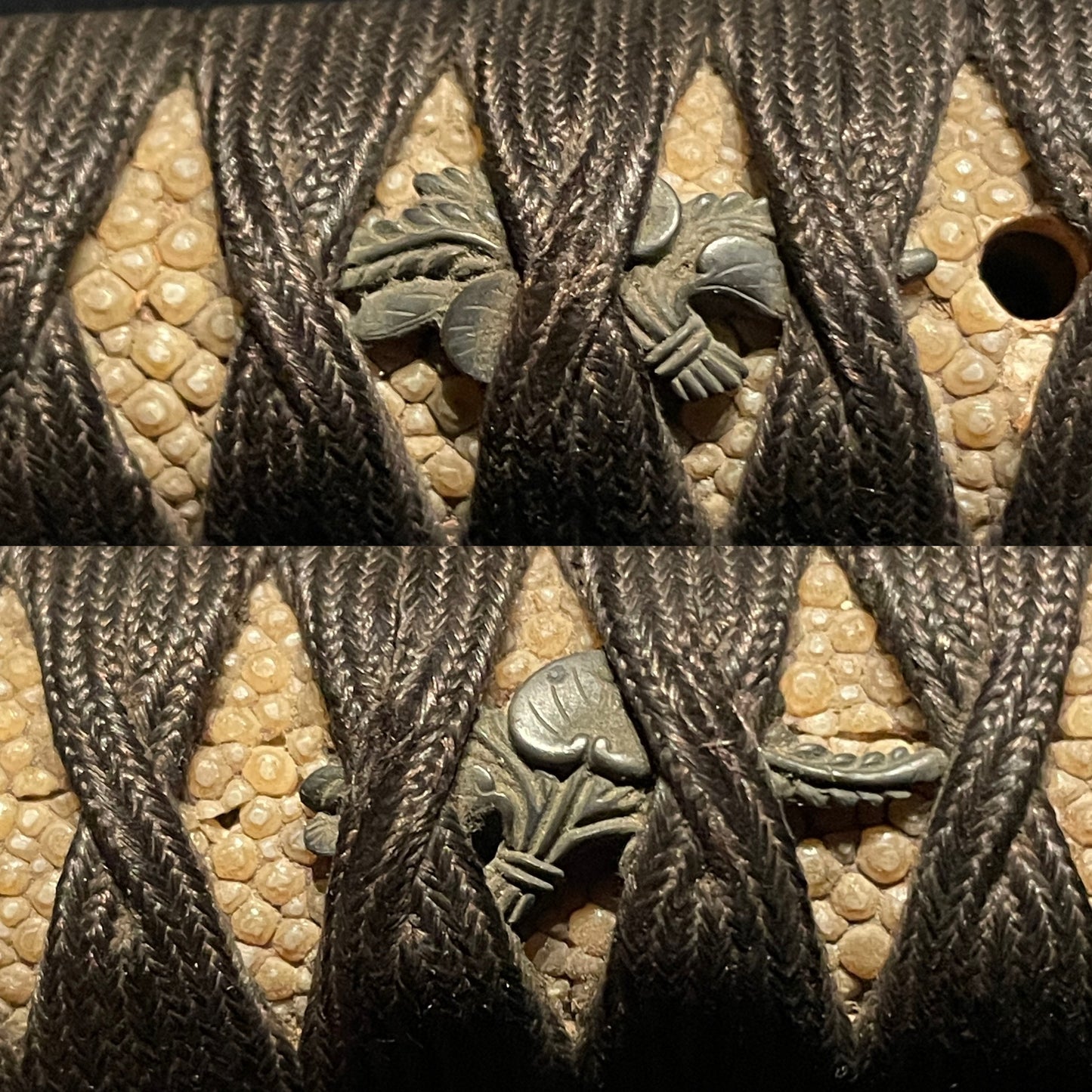 Nobukuni 信国 signed Wakizashi, Plum Fuchikashira, Aoi Menuki, Muromachi period