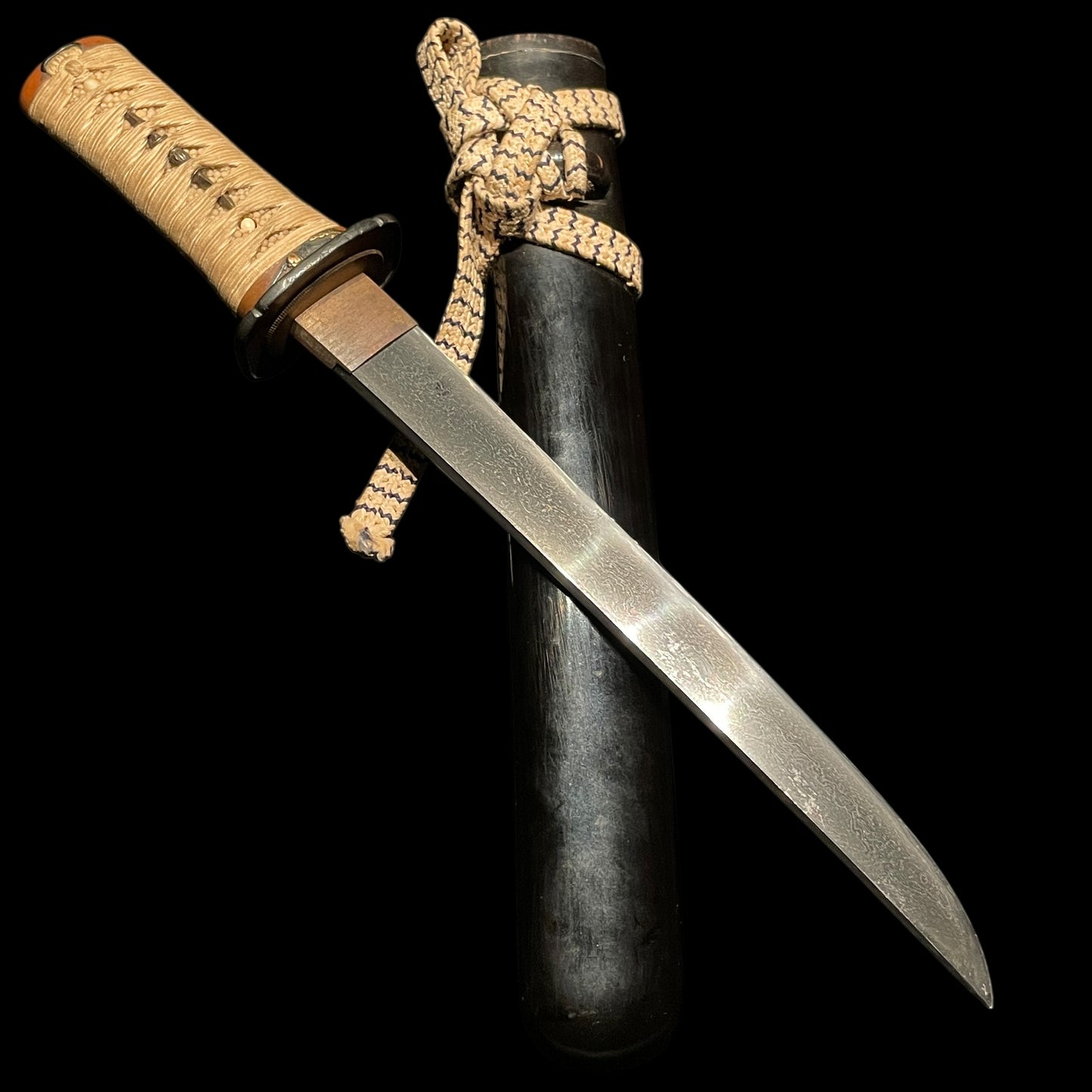 Onishoki 鬼鍾馗 Fuchikashira, Copper Fittings TANTO, with Kozuka, Muromachi period