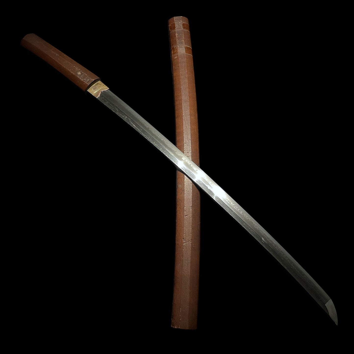 Amazing Hamon Long Wakizashi in Shirasaya, Edo period mumei