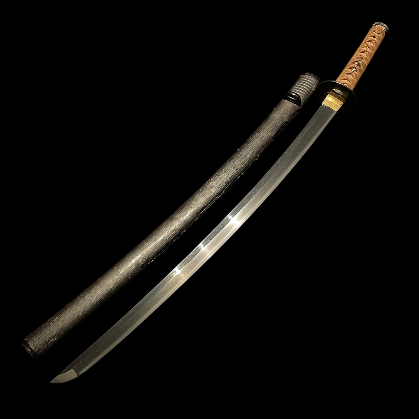 Sue-KOTO KATANA, Shakudo Fuchikashira 赤銅桐波図縁頭, Late Muromachi period mumei