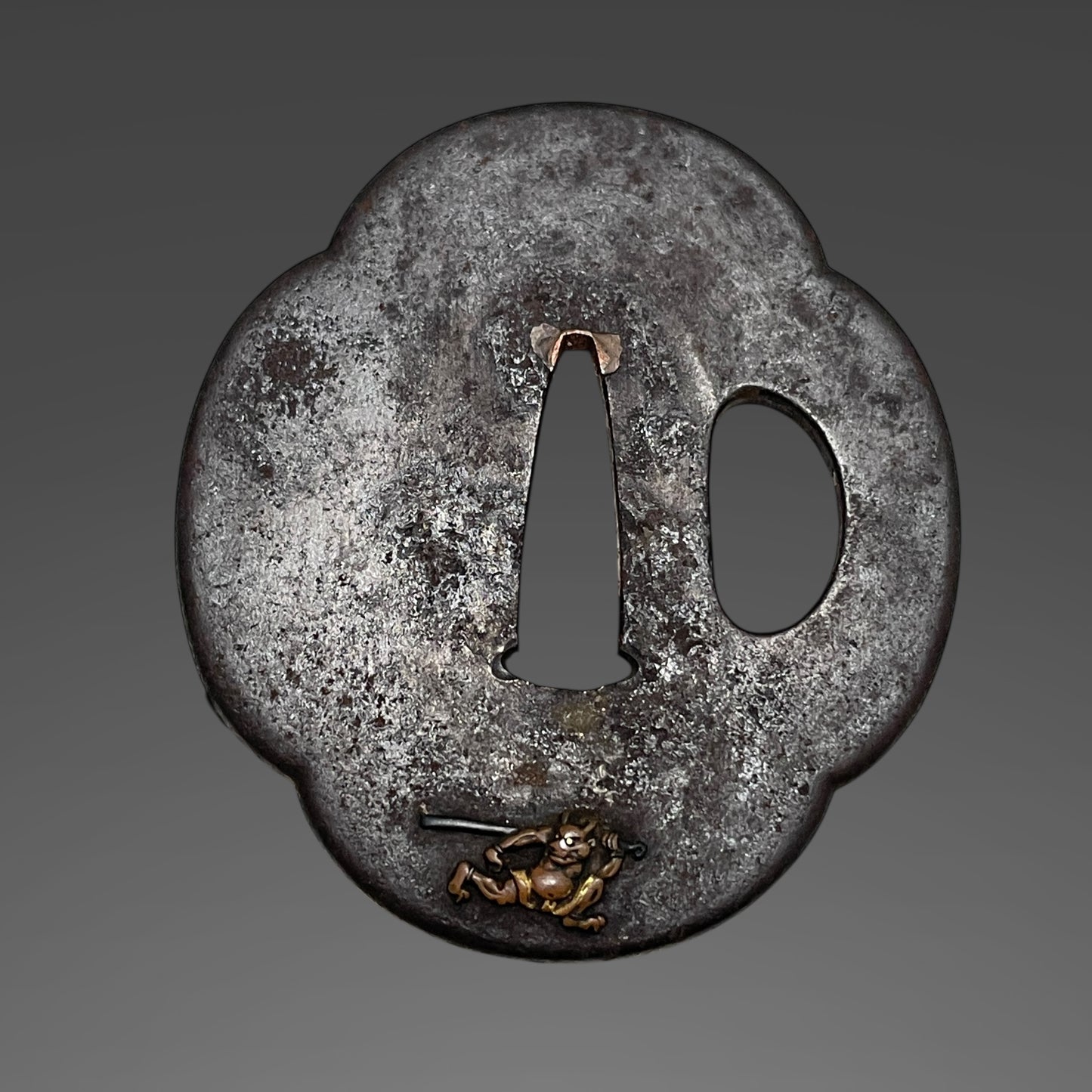 Setsubun Mamemaki Tsuba 節分豆撒き図鍔, Dragon Fuchikashira Wakizashi, Edo period mumei