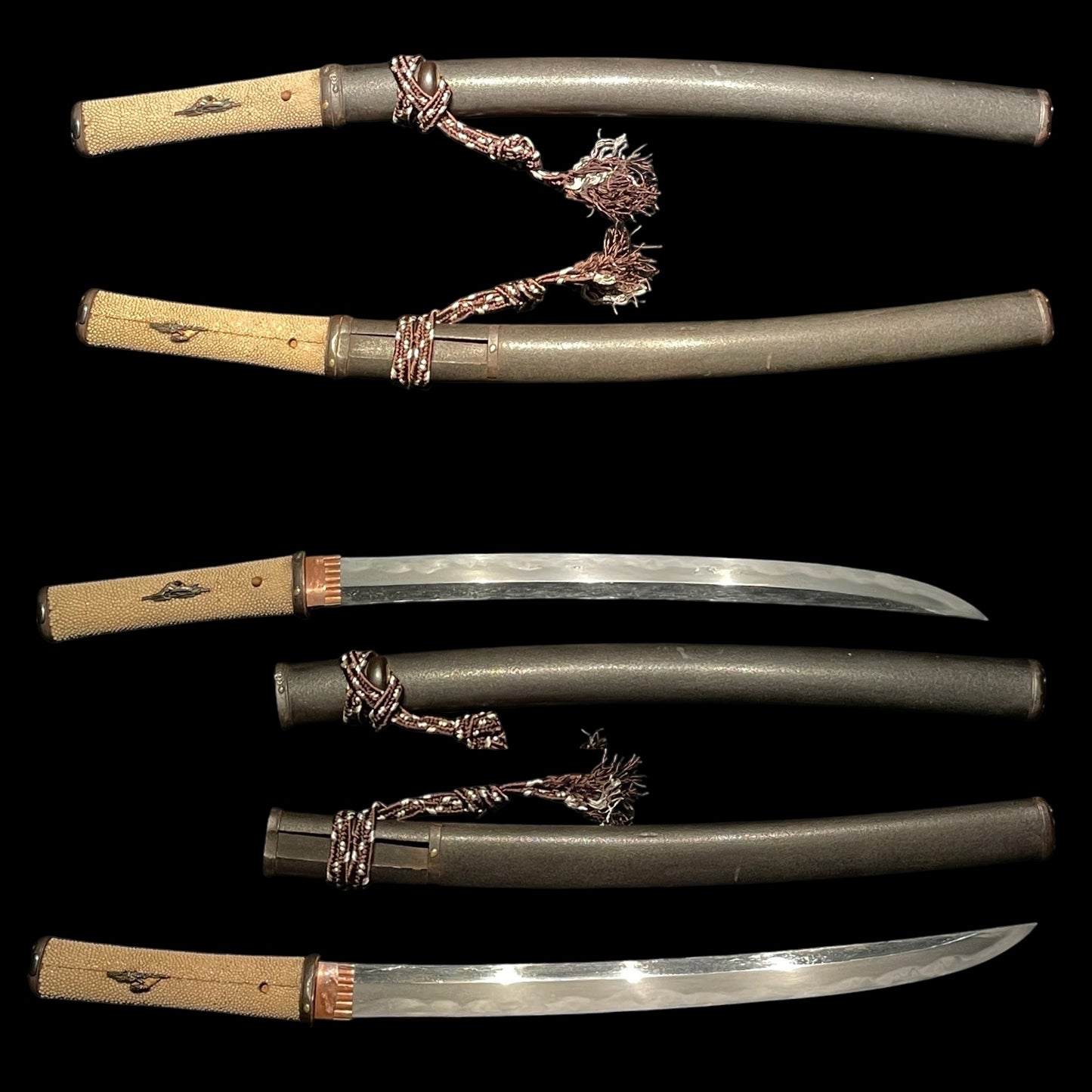 Aikuchi Wakizashi 合口拵, Shobu-Zukuri Rugged Blade, Petal Fittings, Edo period