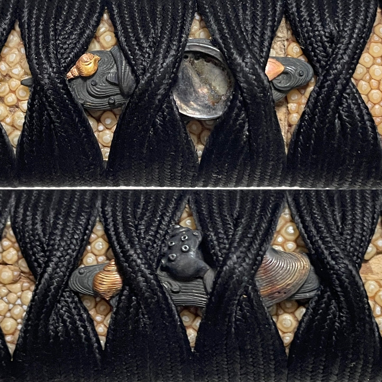 Fish and shellfish Fittings Wakizashi, Jumyo 壽命 signed, Edo period, NBTHK Certificate