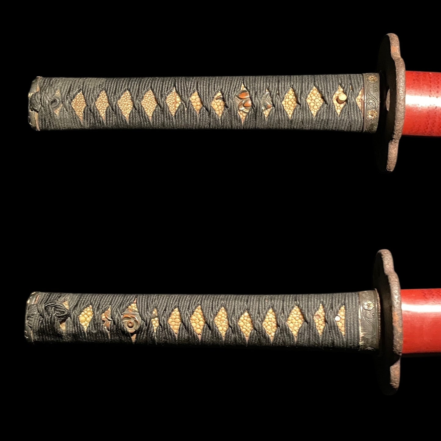Straight Blade RED KATANA, Flower Fuchikashira, Edo period mumei