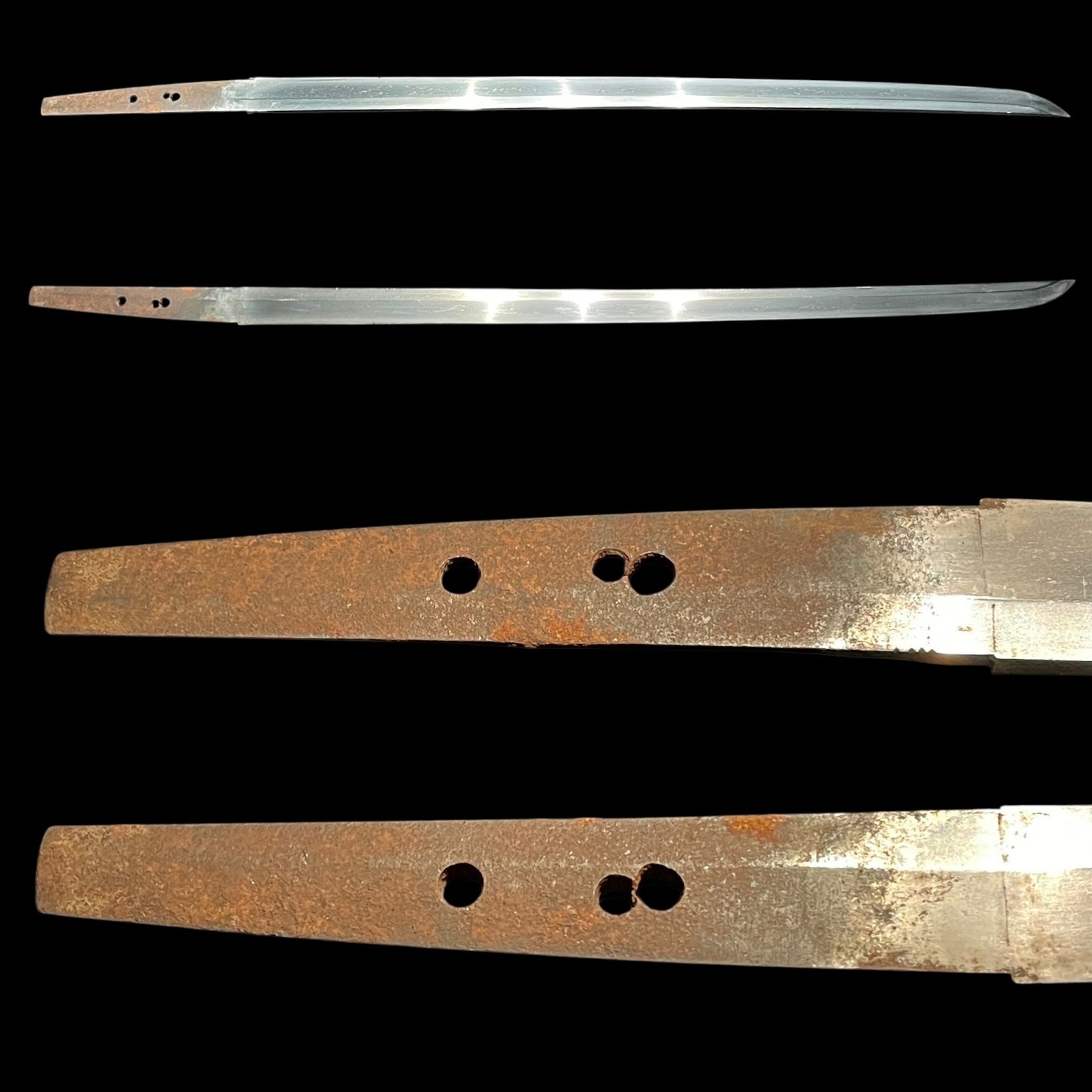 Straight Blade RED KATANA, Flower Fuchikashira, Edo period mumei