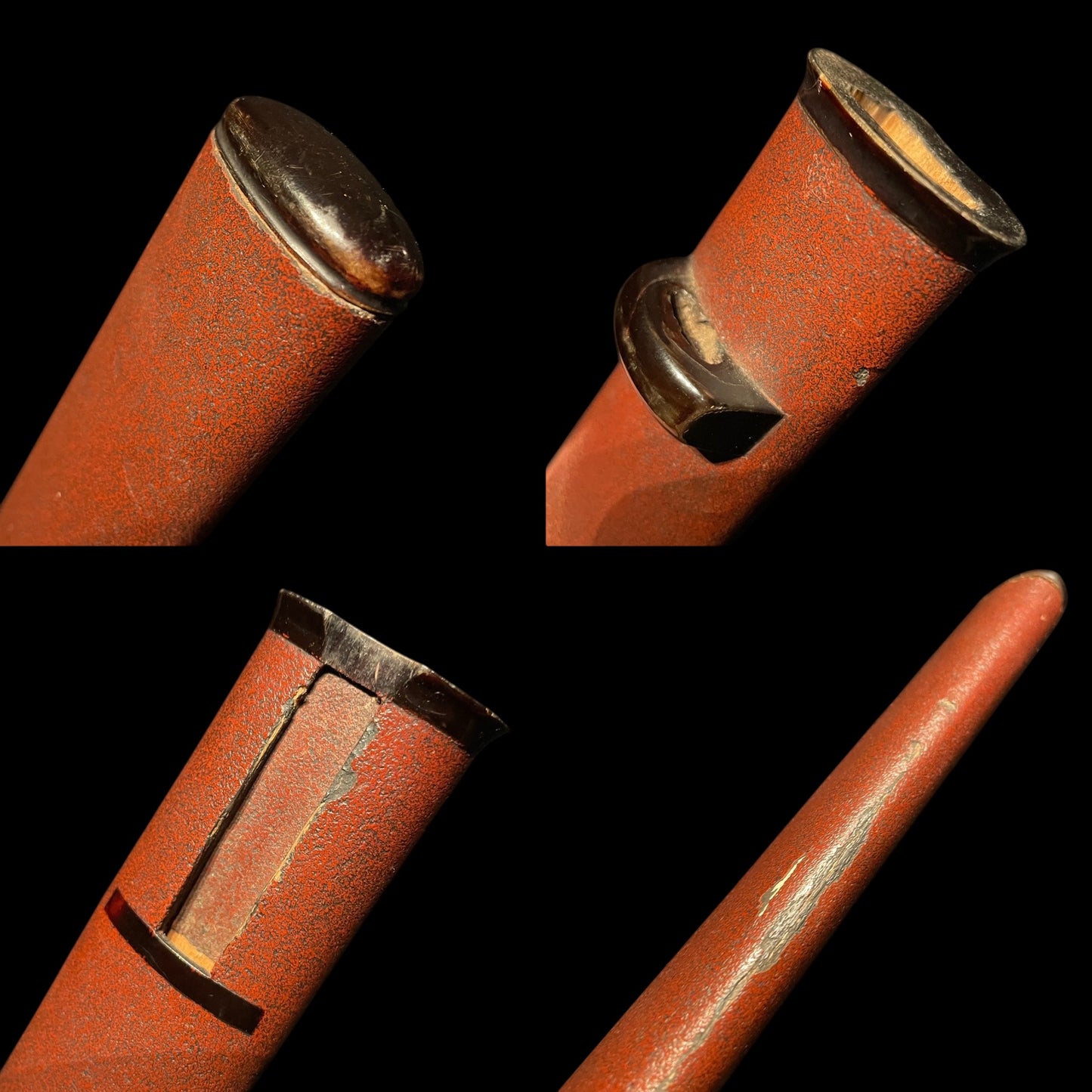 Red Kaiken Pocket Tanto, 懐剣短刀, with Brass Kozuka, Edo period mumei