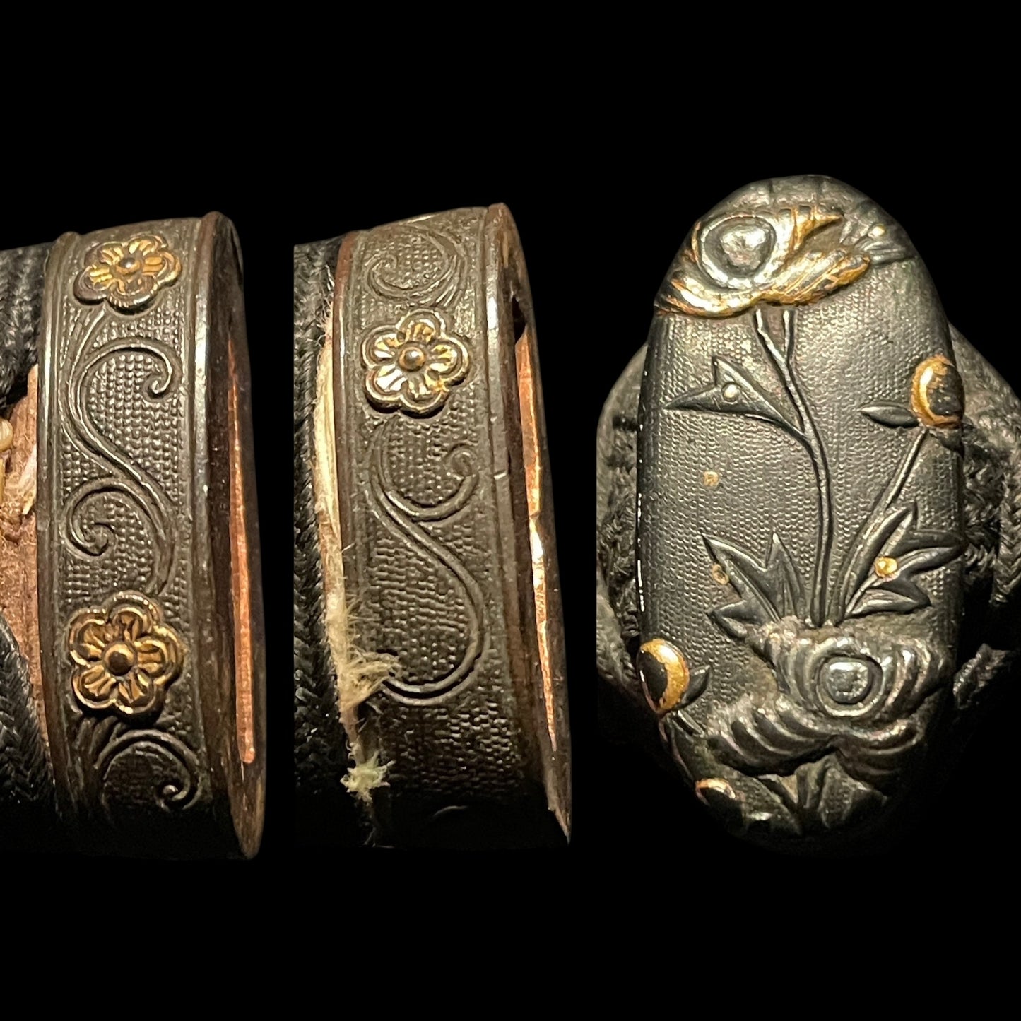 Straight Blade RED KATANA, Flower Fuchikashira, Edo period mumei