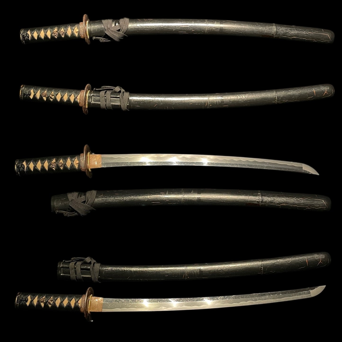 Midareab 乱刃 WAKIZASHI, Takarabune 宝船 TSUBA, Edo period mumei