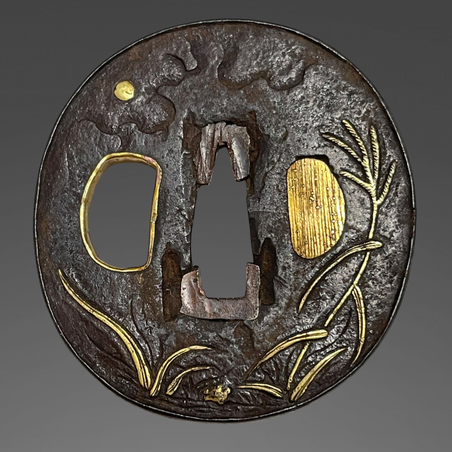Autumn Plant Fittings Wakizashi, Susuki and Moon Tsuba, Edo period mumei