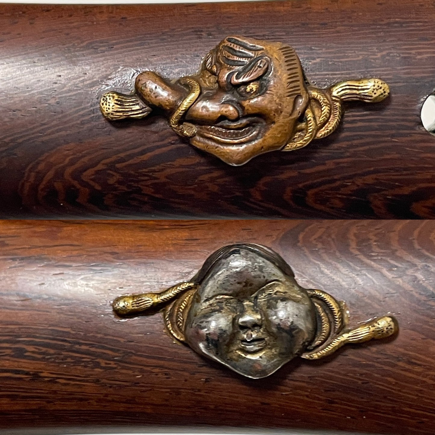 TENGU Menuki 天狗目貫 Aikuchi TANTO, Wari-Kogai and Raden Scabbard, Edo period mumei