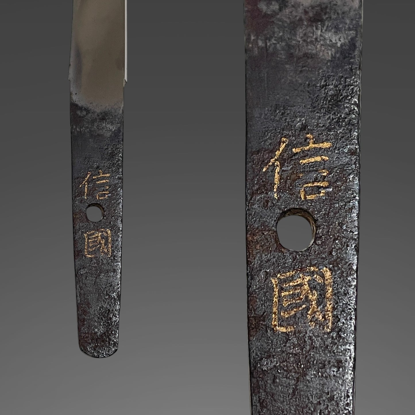 Nobukuni 信國 signed TANTO, Inlaid signature 象嵌銘, Sayagaki 鞘書, Muromachi period