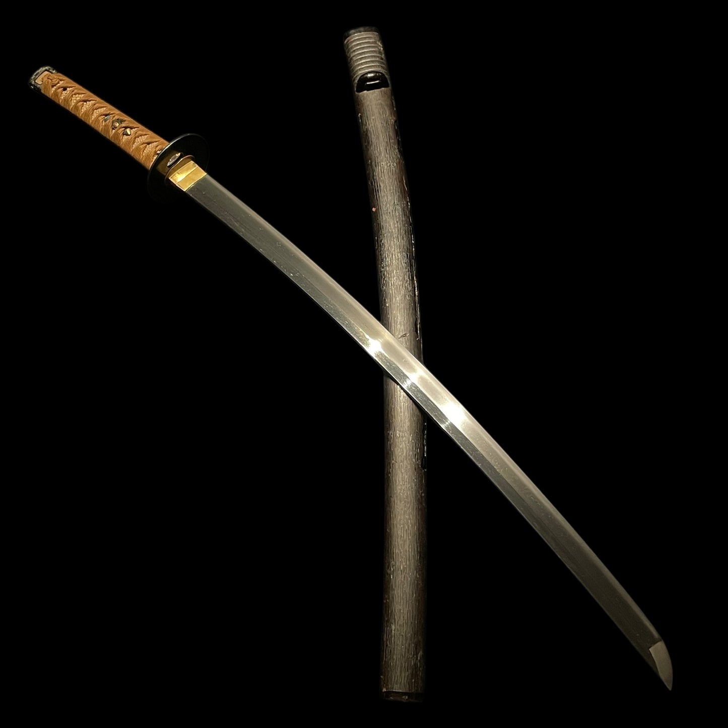 Sue-KOTO KATANA, Shakudo Fuchikashira 赤銅桐波図縁頭, Late Muromachi period mumei