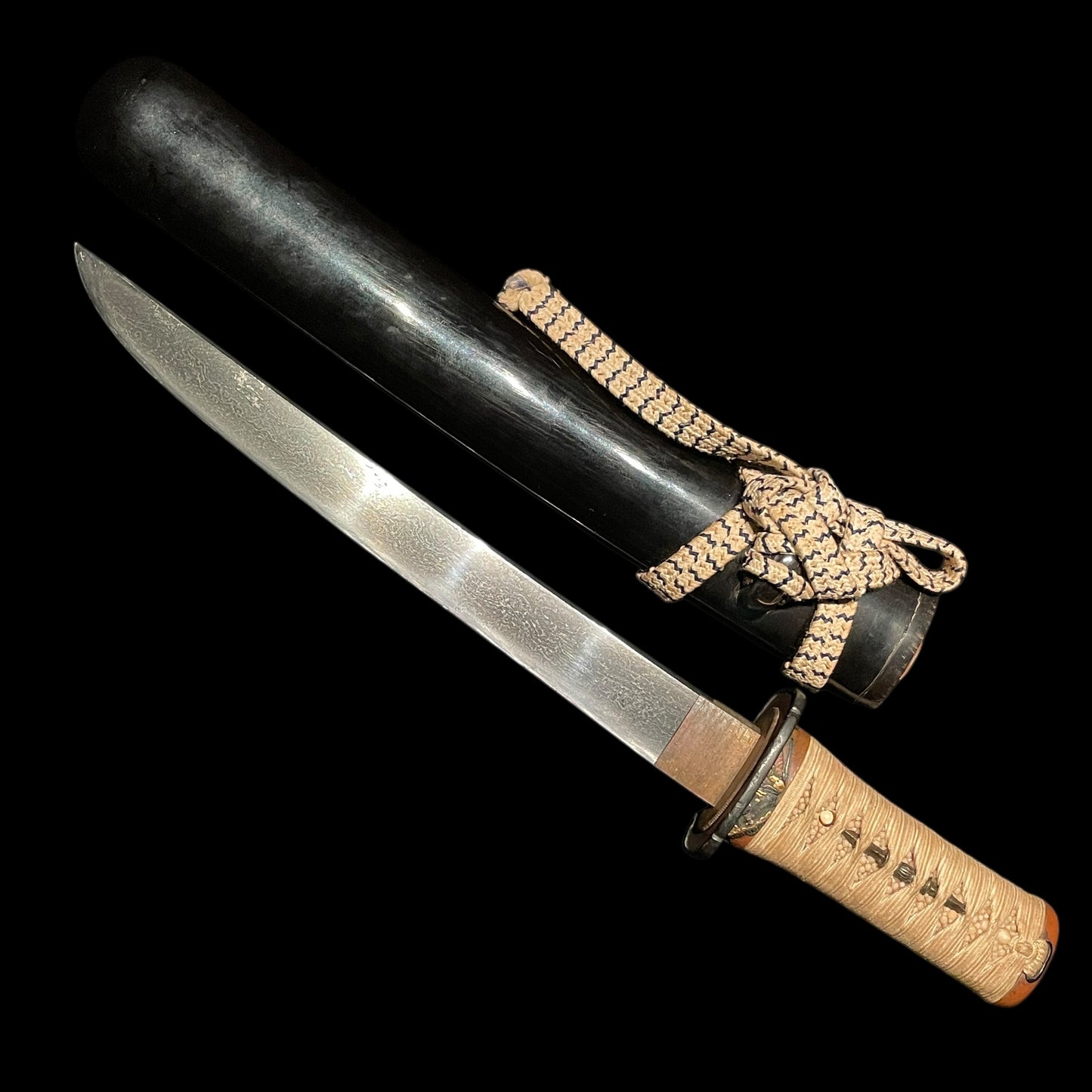 Onishoki 鬼鍾馗 Fuchikashira, Copper Fittings TANTO, with Kozuka, Muromachi period