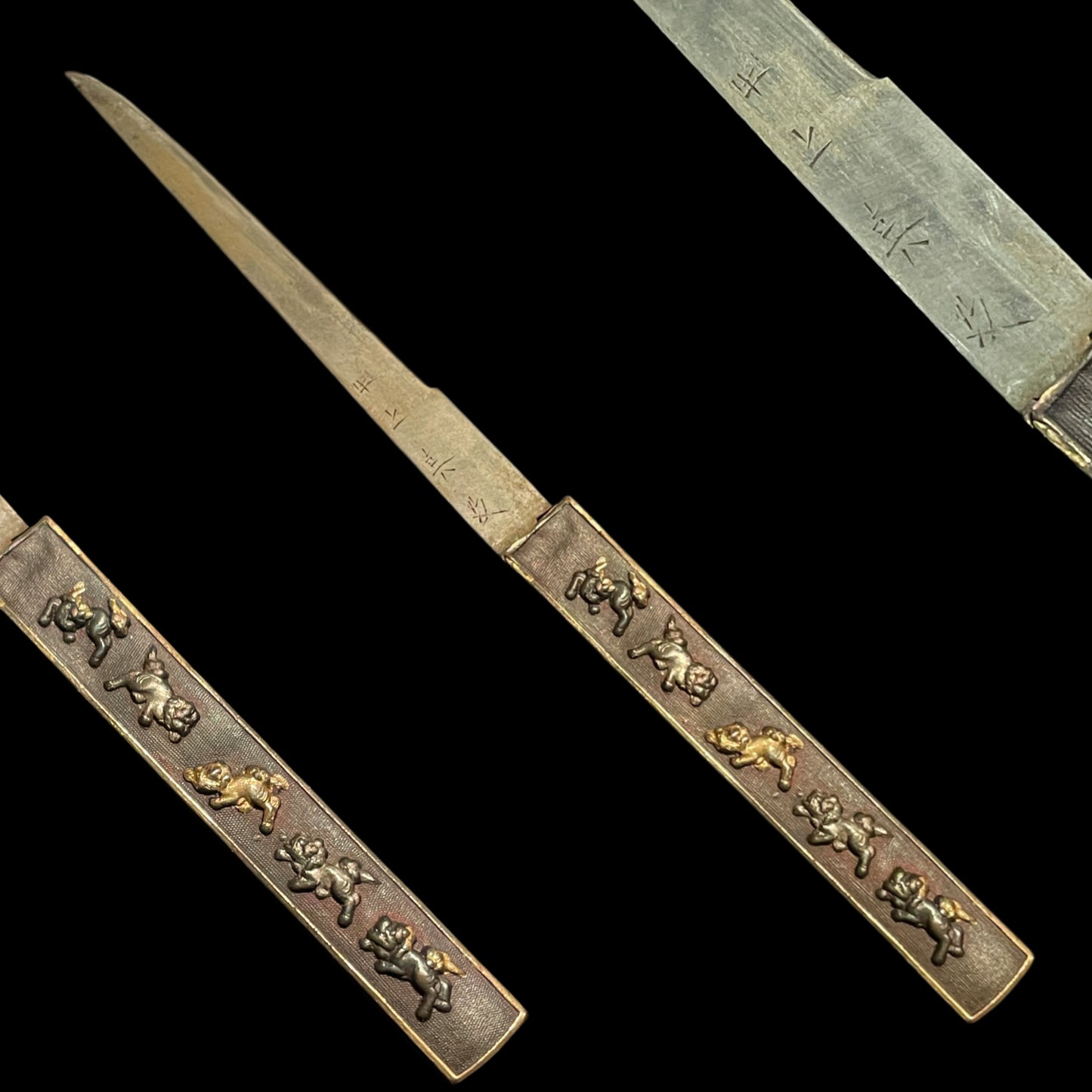 Oomasamehada 大柾目肌 Wakizashi with Kozuka, Edo period mumei