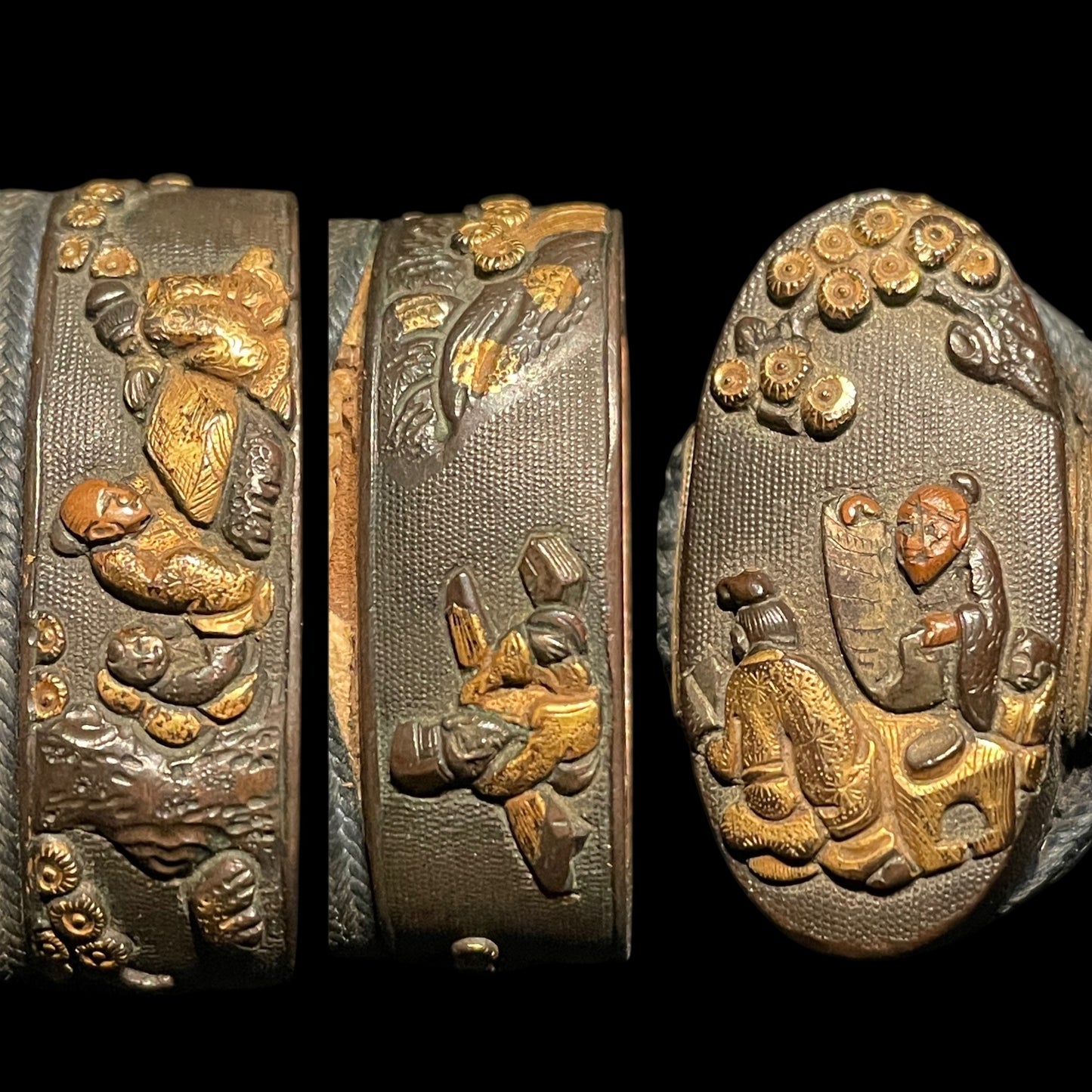 Shimosaka 下坂 Wakizashi, Mogarashi Soten 藻柄子宗典 signed Fuchikashira