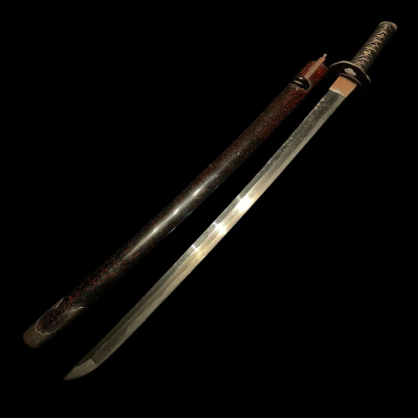 Butterfly Fittings Long Wakizashi, Kozuka Kogai, Rugged Blade, Edo period mumei