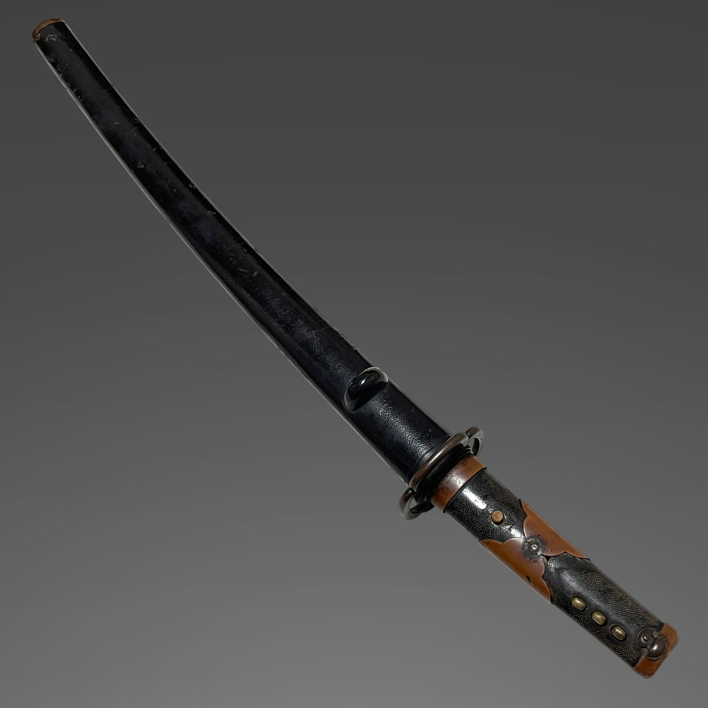 Karakizuka 唐木柄 Straight Wakizashi, Yamagane Tsuba 山銅鍔, Edo period mumei