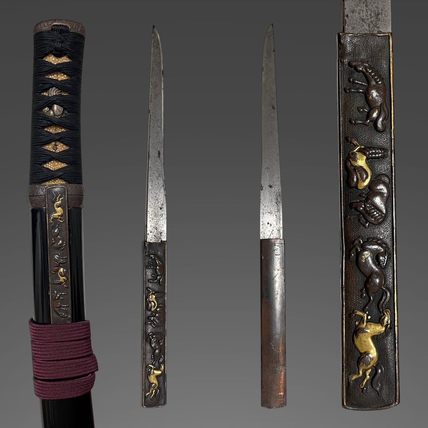 Aikuchi Koshirae TANTO 合口拵短刀, with Horse Kozuka, Edo period mumei