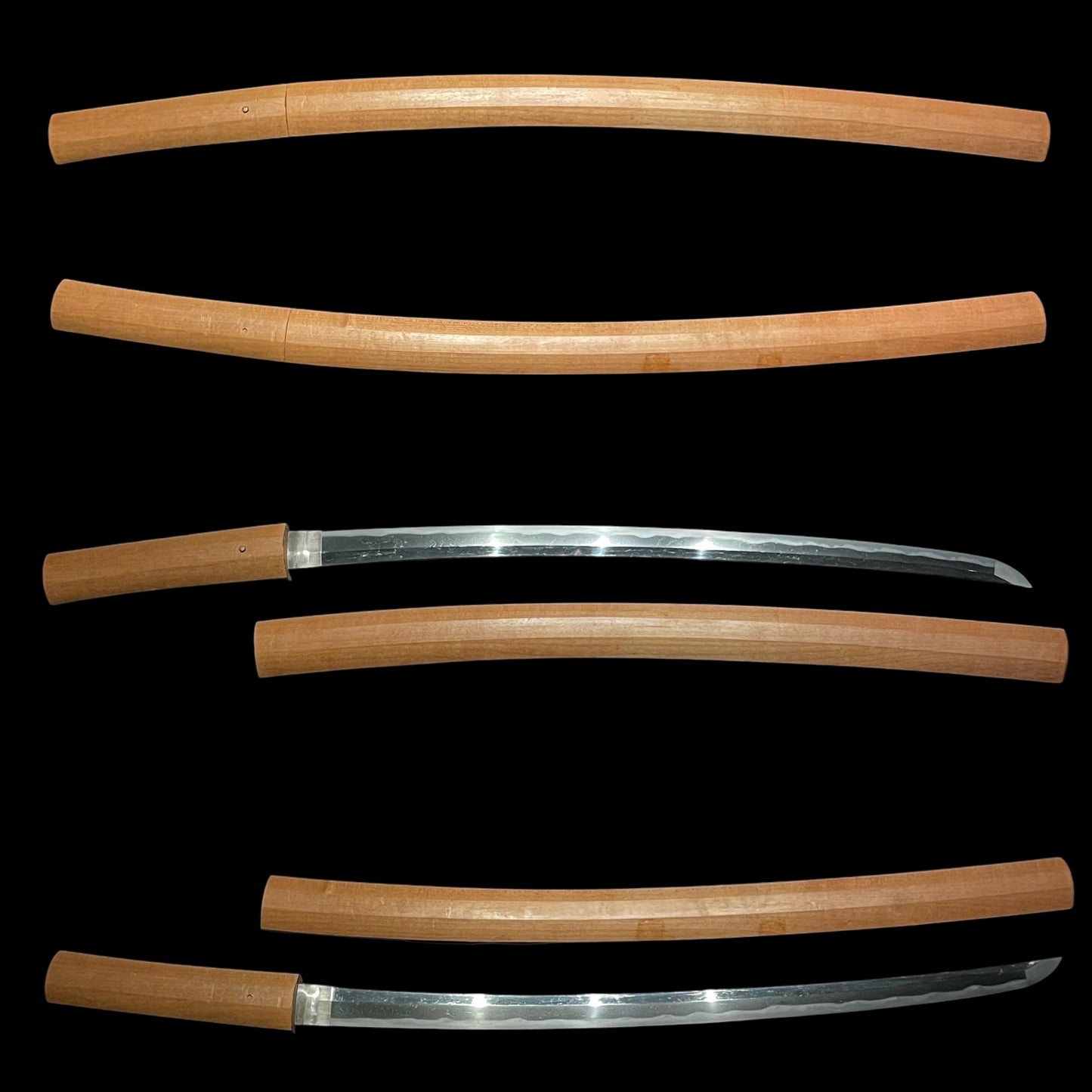 Long Wakizashi Midareba 乱刃 in Shirasaya, Edo period mumei