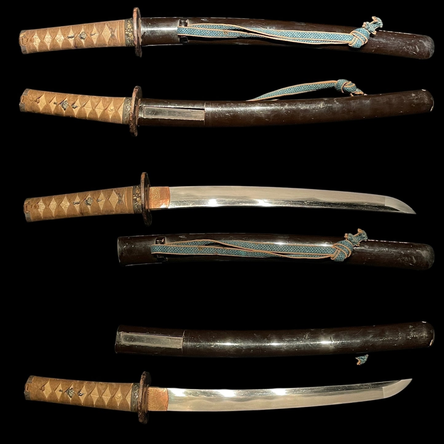 Short Wakizashi, Musha Fuchikashira 武者縁頭, Edo period mumei