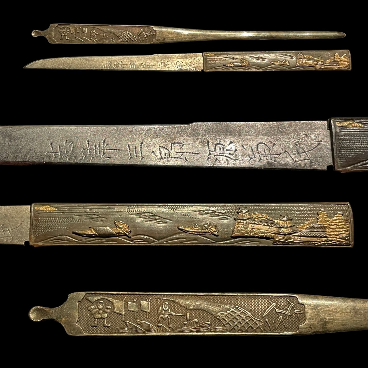 Wide Hirazukuri Wakizashi with Kozuka Kogai, Edo period mumei